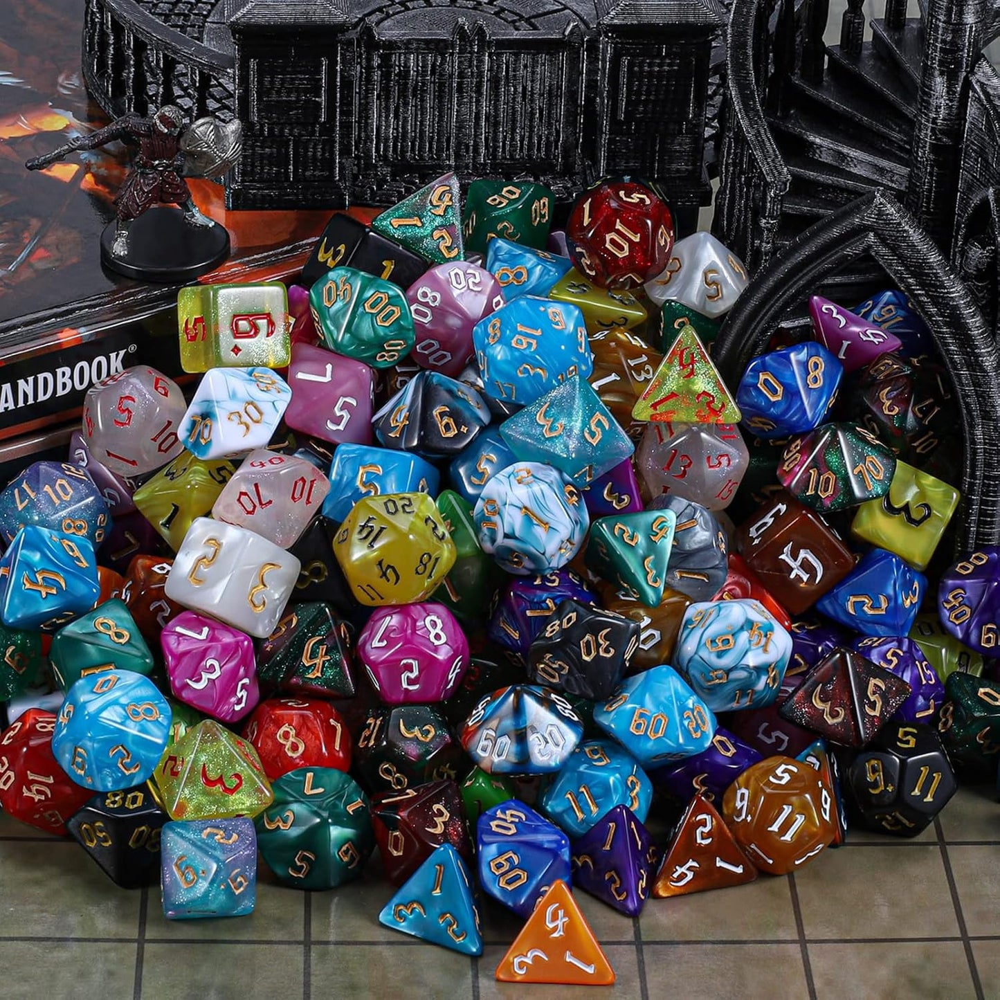CiaraQ DND Dice Set - 26 x 7 (182pcs) Polyhedral Dice for Dungeons and Dragons D&D RPG MTG Role Playing Table Games, with a Large Flannel Bag