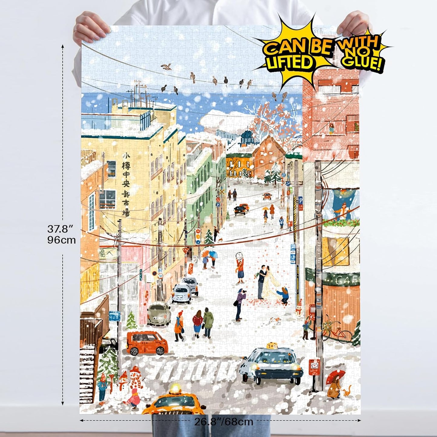MOMIBOOK Puzzles for Adults 2000s Piece Jigsaw Puzzles of Otaru's Love Letter, Painting Image Winter Snow Twon Difficult Challenging Hard Impossible Puzzle Unique Funny Christmas Birthday Gifts