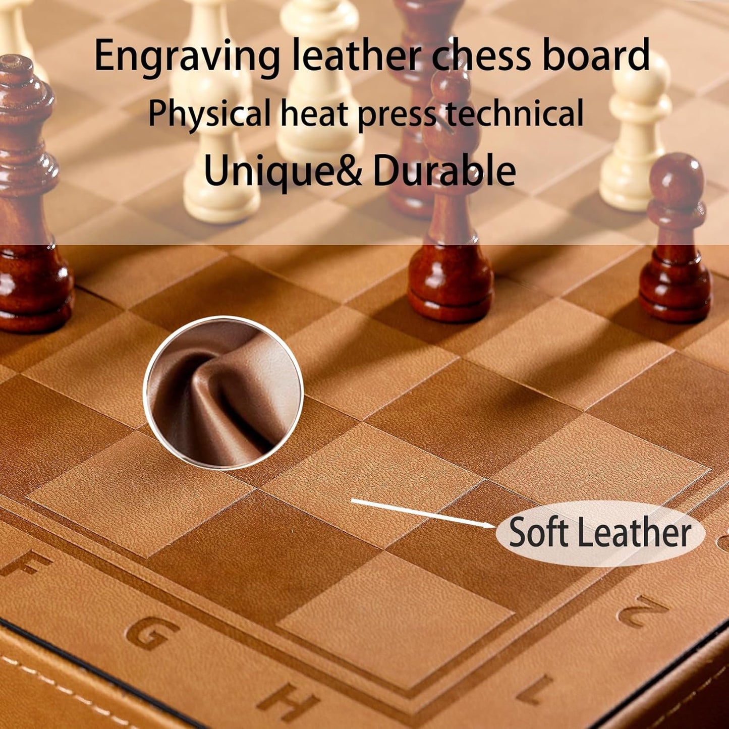 Chess Set Board for Kids & Adults, 12" Travel Magnetic Chess & Checkers Folding Board 2 in 1 Sets, Portable Folding Leather Chess Boards with 3 Velvet Bag Packaging Pieces