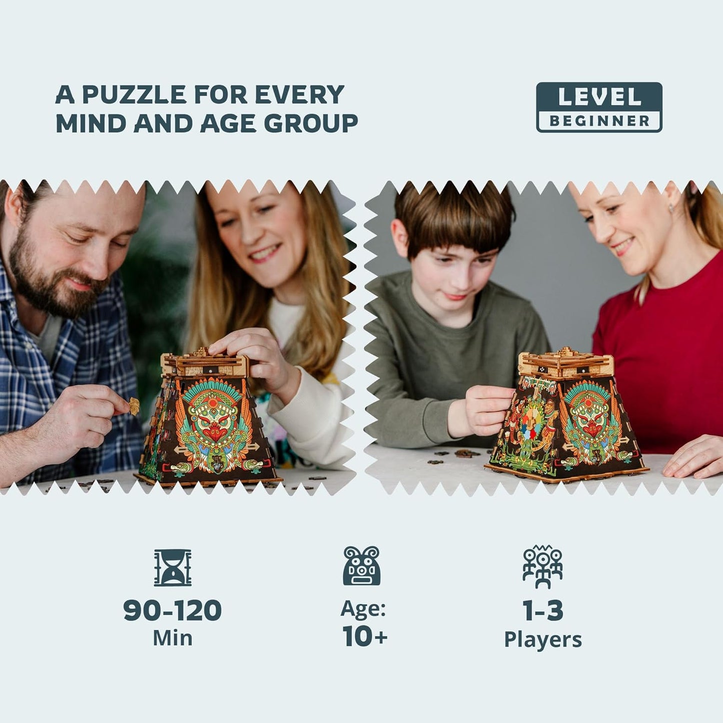 iDventure Cluepuzzle Pyramid of The Sun | Puzzle Box with Jigsaw Puzzle | Escape Room Game | Treasure Box | 3D Wooden Puzzle | Sequential Puzzles Puzzle Box Adults and 10+ | Money Gift Box