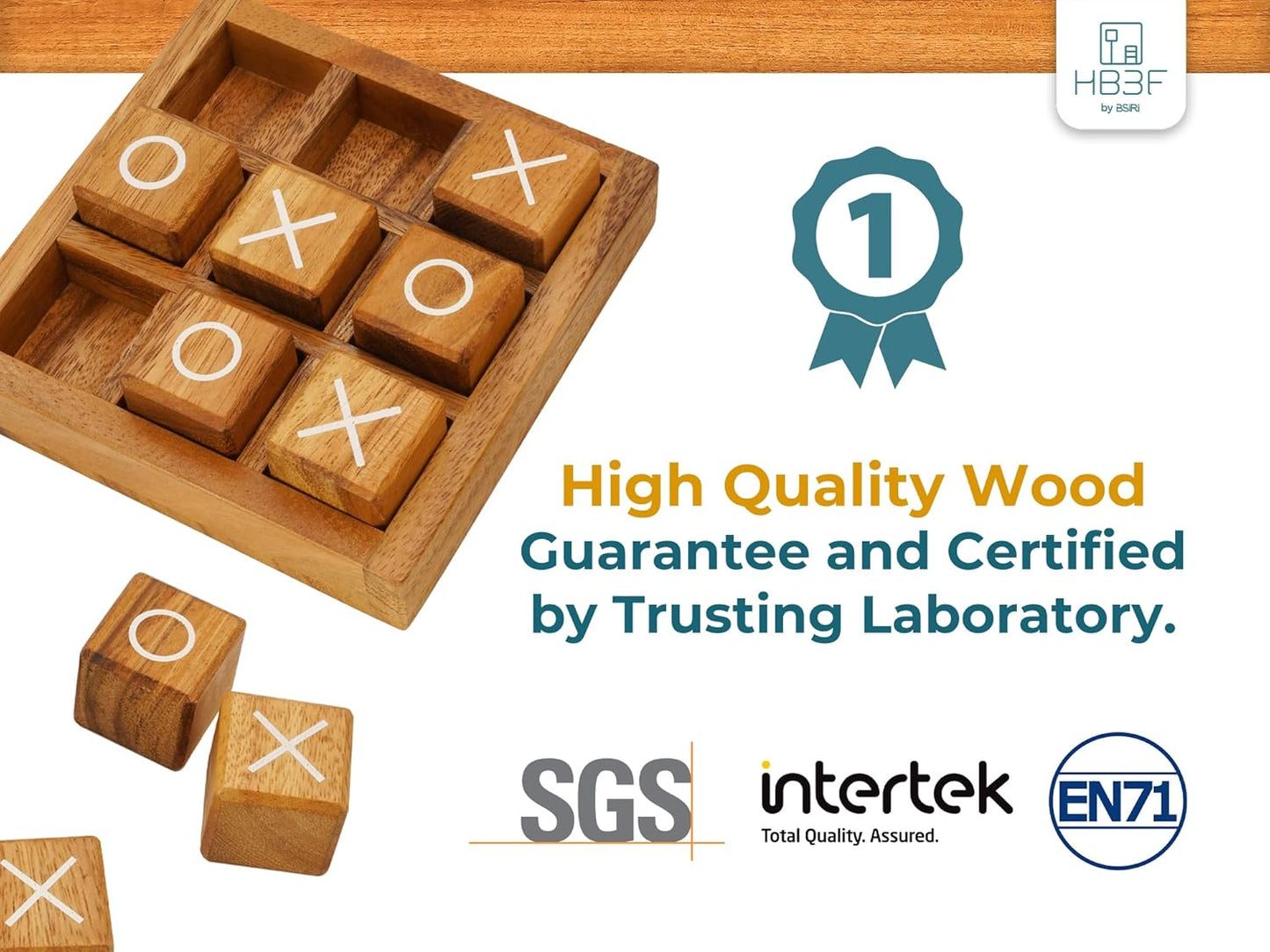 BSIRI Wooden XO Blocks (L) Tic Tac Toe Board Games - Ideal for Kids Games, Family Games and Game Night for Adults, Farmhouse Decor for Coffee Table Decor and Unique Gifts for All Occasion (5.5 Inch)