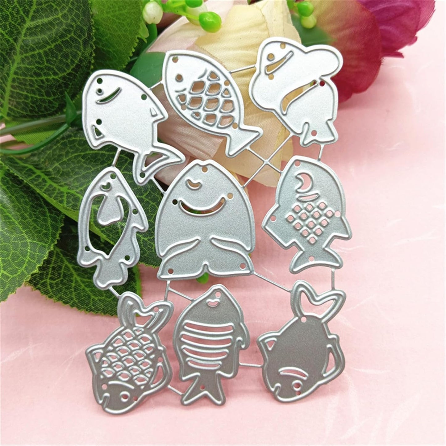 Cutting Dies Metal Stencils Scrapbooking Tools DIY Embossing Template for Paper Card Making Album Arts Crafts Supplies (9 Mini goldfish-10.3x7.4cm)