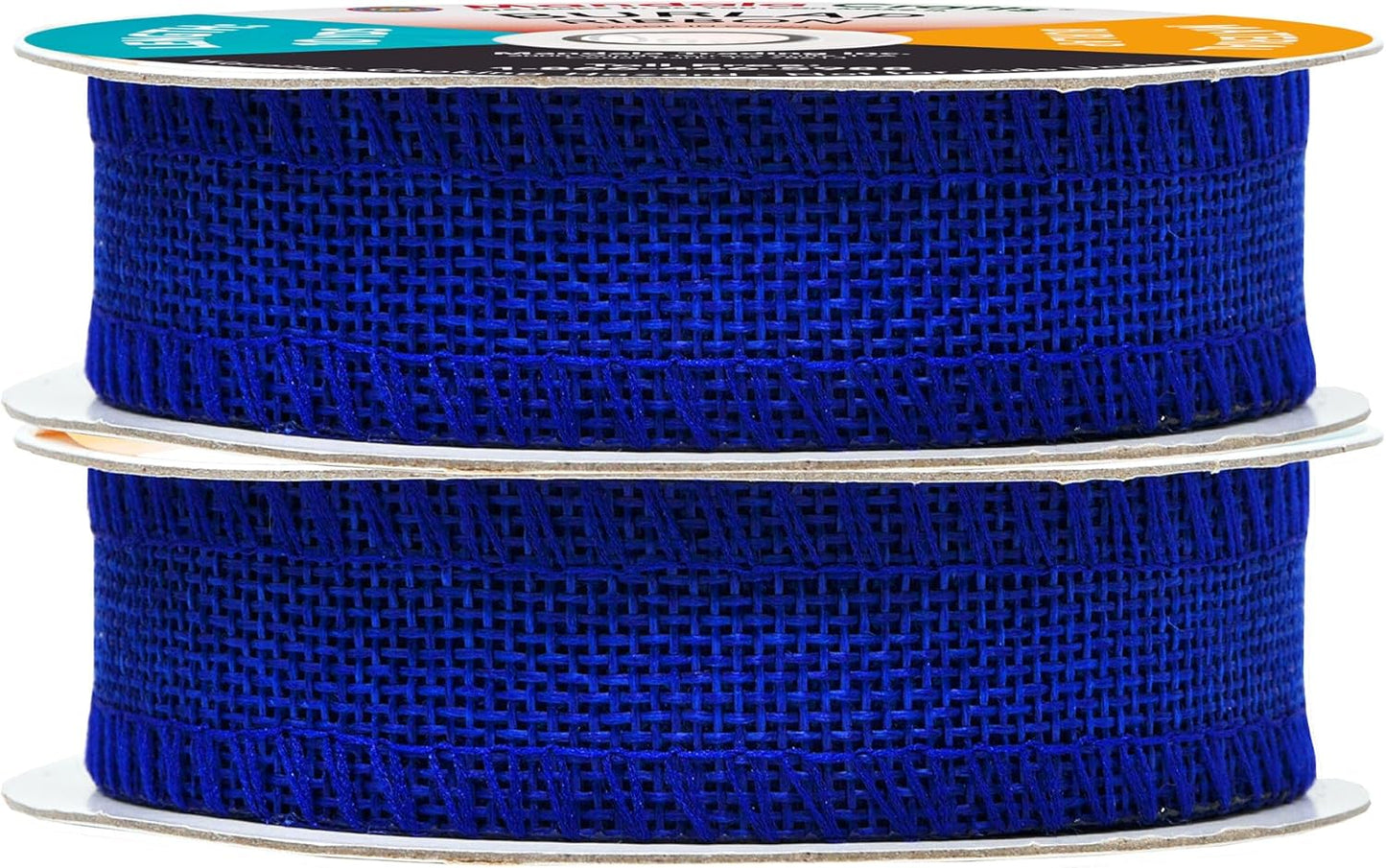 Mandala Crafts Royal Blue Burlap Ribbon 1 Inch Wide Jute Ribbons for Crafts - 20 Yds Roll Rustic Burlap Wrap Trim Ribbons for Wreaths Bows Wedding Party Decoration