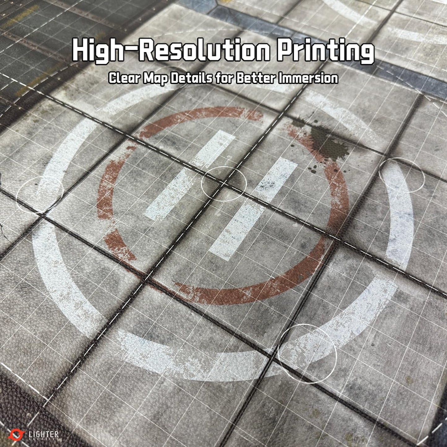 44'' x 60'' Battle Mat Gridded War-Gaming Mat for WH40K - Made of Synthetic Leather, 1.1mm Thickness (Adamant Bastion: Sector XI)