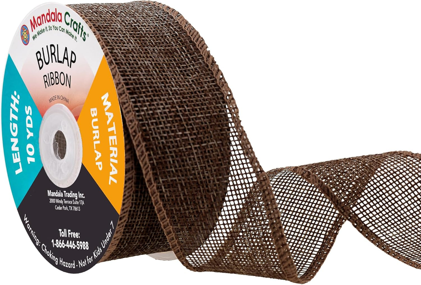 Mandala Crafts Brown Burlap Ribbon 1.5 Inches Wide Jute Ribbons for Crafts - 20 Yds Roll Rustic Burlap Wrap Trim Ribbons for Wreaths Bows Wedding Party Decoration