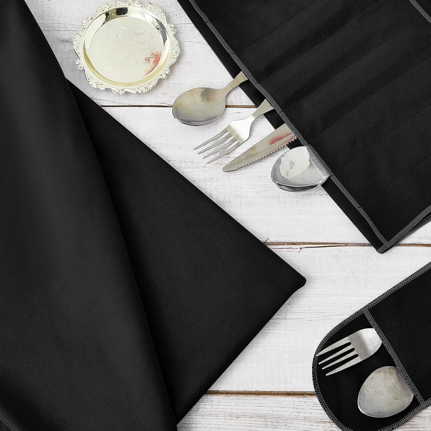 Jecery 1.1 Yard Anti Tarnish Silver Cloth by the Yard, Luxury Jewelry Silver Polishing Storage Protect Cloths for Silverware Flatware Silversmith Polishing(Black)