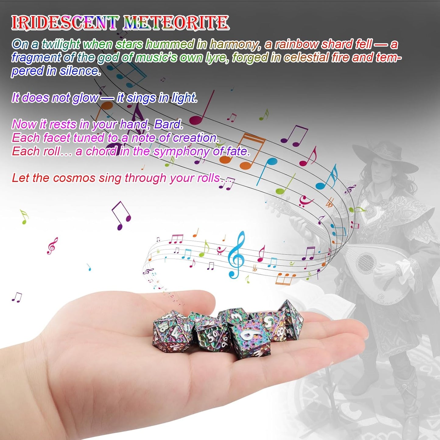 Haxtec DND Dice Set Metal Dice Compatible with Dungeons and Dragons D&D Gift TTRPG Rainbow Polyhedral Dice