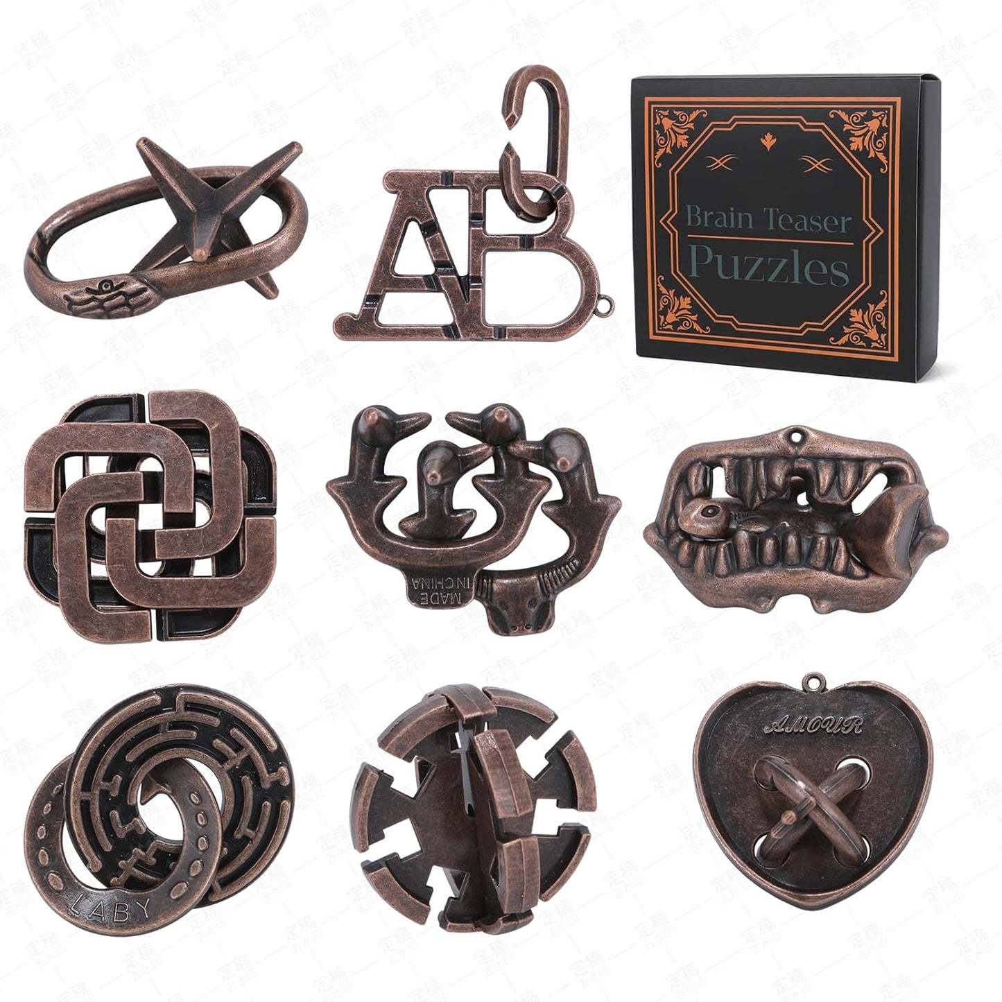 8 Pcs Brain Teaser Puzzles for Adults Teens - Metal Puzzles 3D Puzzle Game Toys for Adults Teens - Unlock Interlocking Puzzle Adult IQ Education Smart Toys