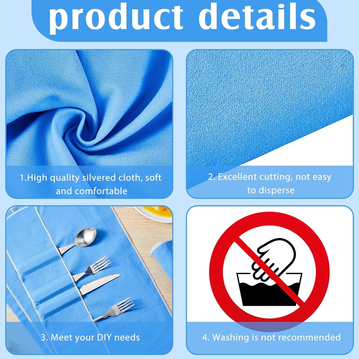 Jecery 1.1 Yard Anti Tarnish Silver Cloth by the Yard, Luxury Jewelry Silver Polishing Storage Protect Cloths for Silverware Flatware Silversmith Polishing(Royal Blue)