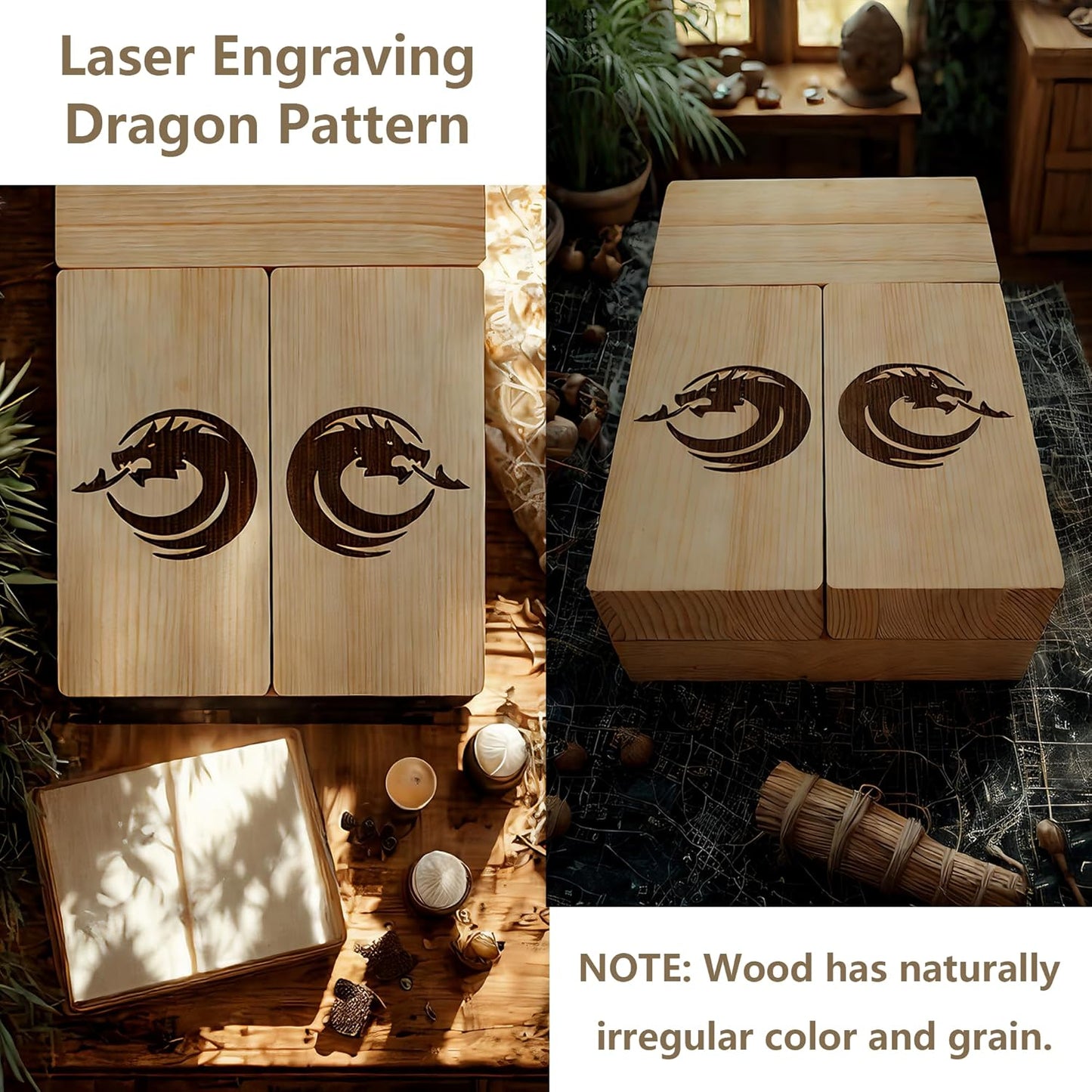 Wooden Dice Tower, DND Dice Roller with Tray, Portable Magnetic Die Roller Castle for Dungeons and Dragons, Board Game, D&D Tabletop Game and RPG Games