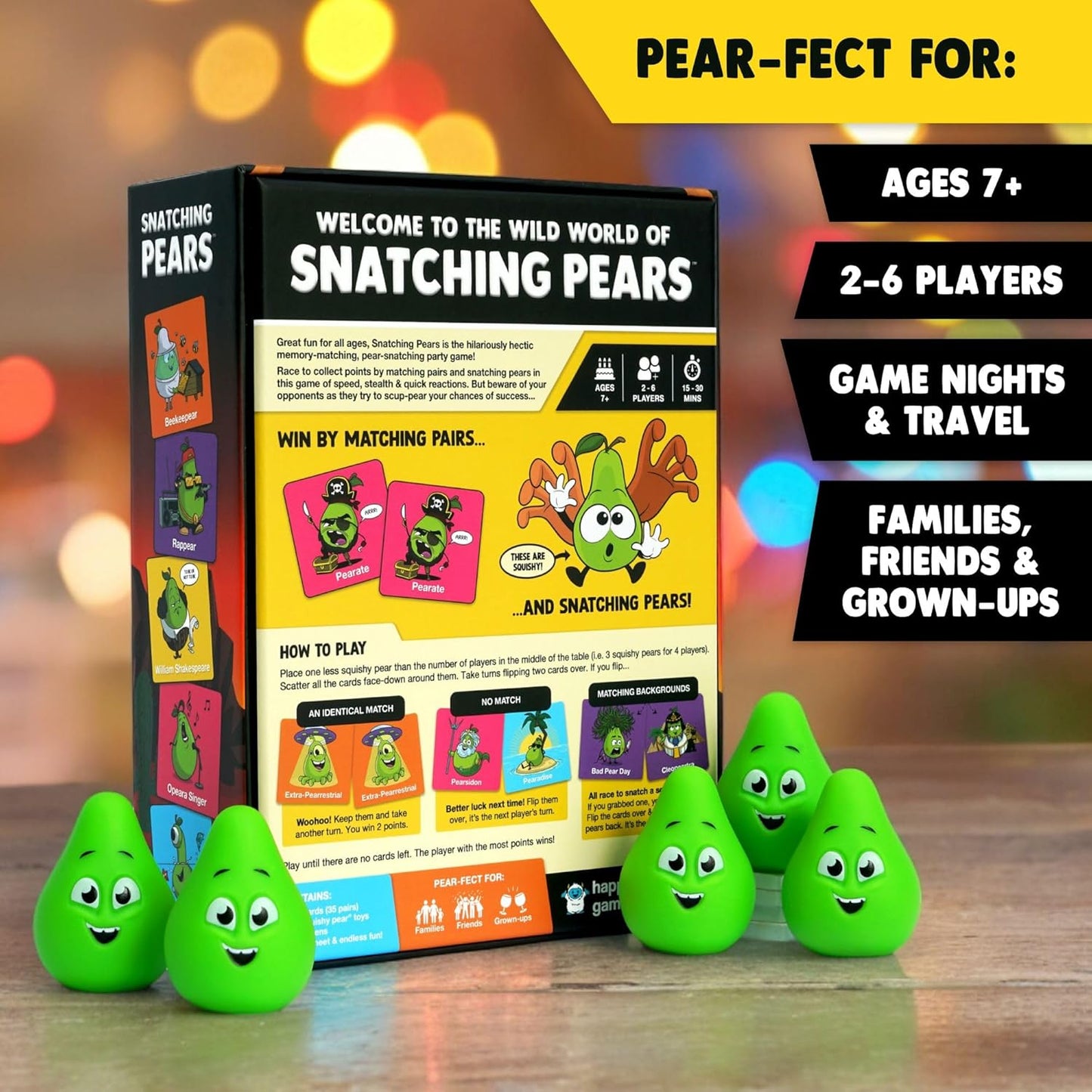 Snatching Pears! – The Hilarious Memory-Matching, Pear-Snatching Party Game | Family Board Game for Kids, Teens & Adults | 2-6 Players, Age 7+