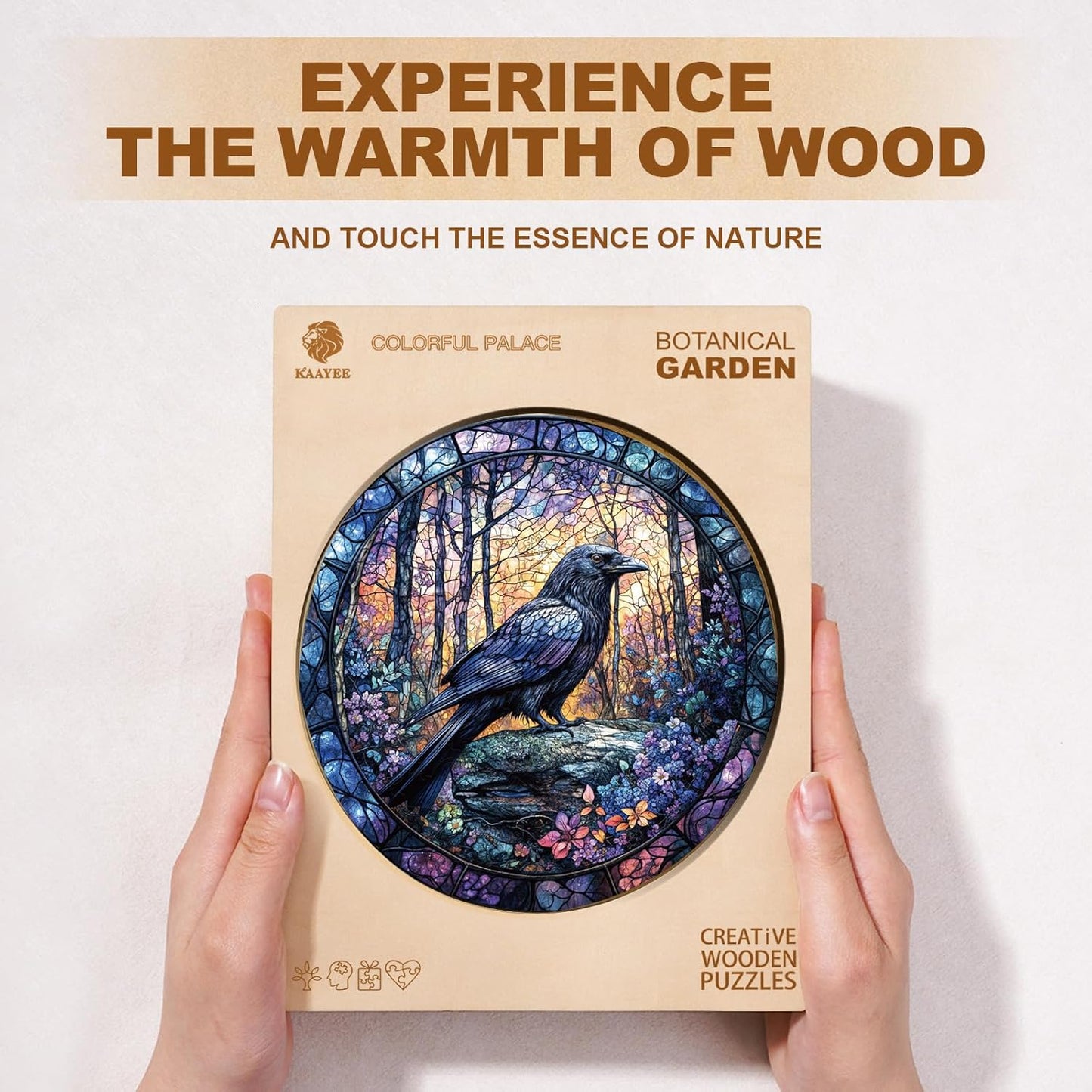 Wooden Puzzles for Adults, Wooden Jigsaw Puzzles, Exquisite Raven Puzzle, Gifts for Family or Friends for Any Holiday.（13.4 * 13.4 in 300pcs）