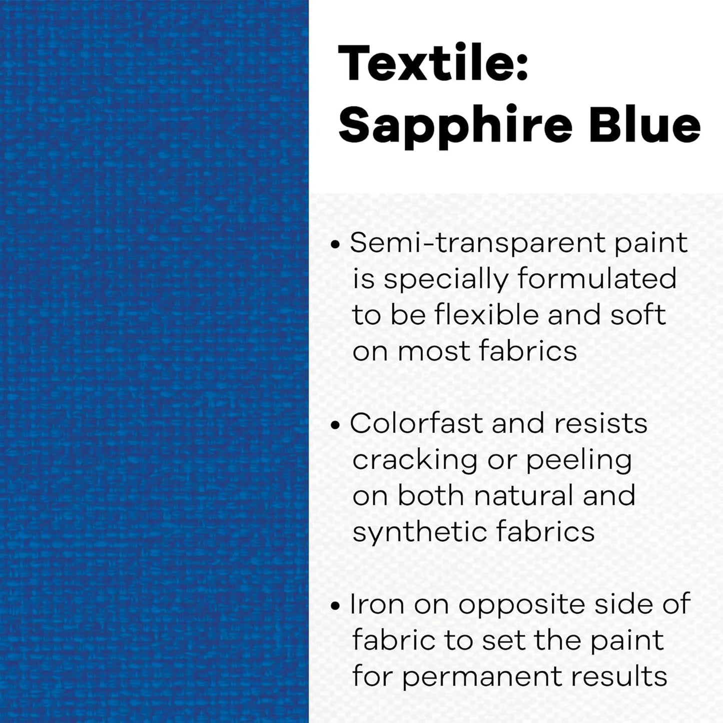 Jacquard Textile Color Saphire Blue - Permanent Fabric Paint for Clothes, Furniture Upholstery, Shoes or Tote Bags – Indoor & Outdoor Fabric Paint – 8 Oz Jar, Upholstery Fabric Paint