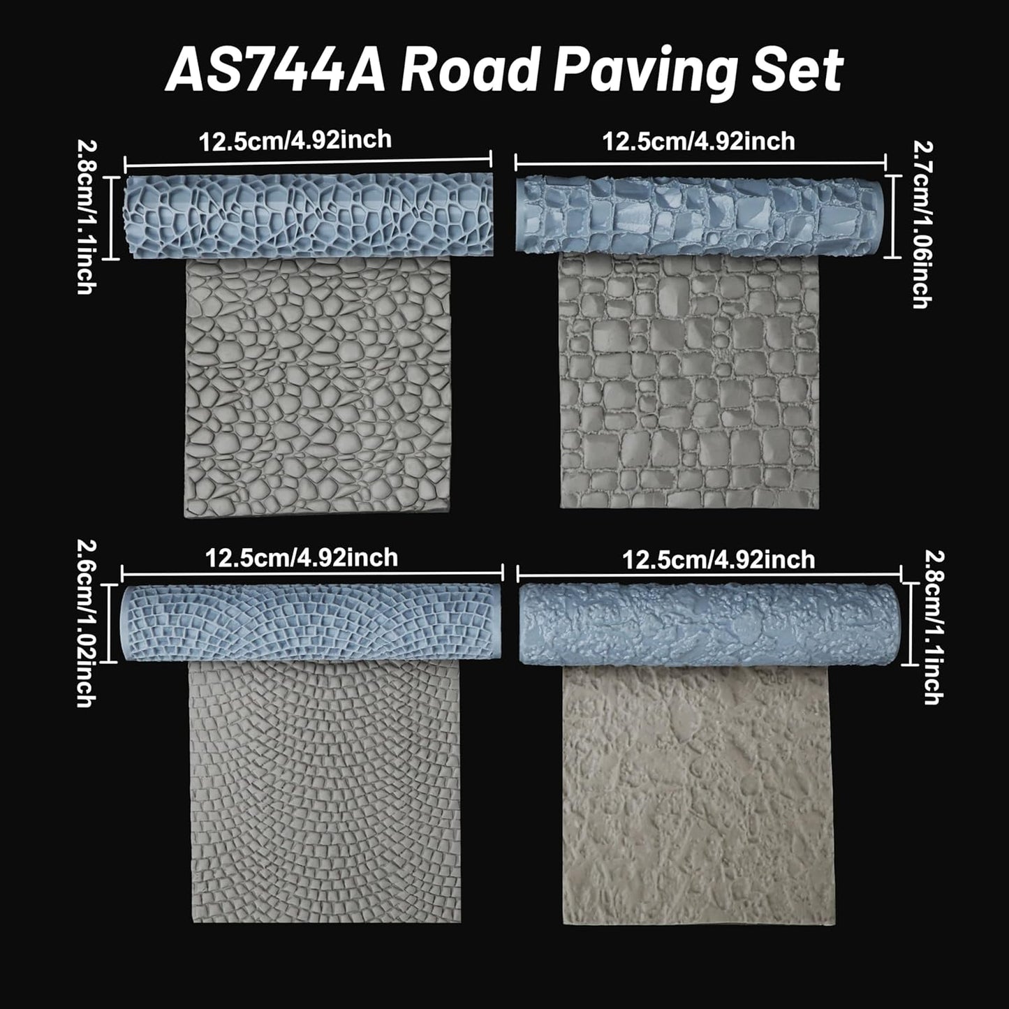 RPG Terrain Texture Roller for Foam and Clay Modeling- Professional for Dungeon Walls, DND Terrain Sets, TTRPG Buildings, and Role Playing Table Maps- AS744A Road Paving