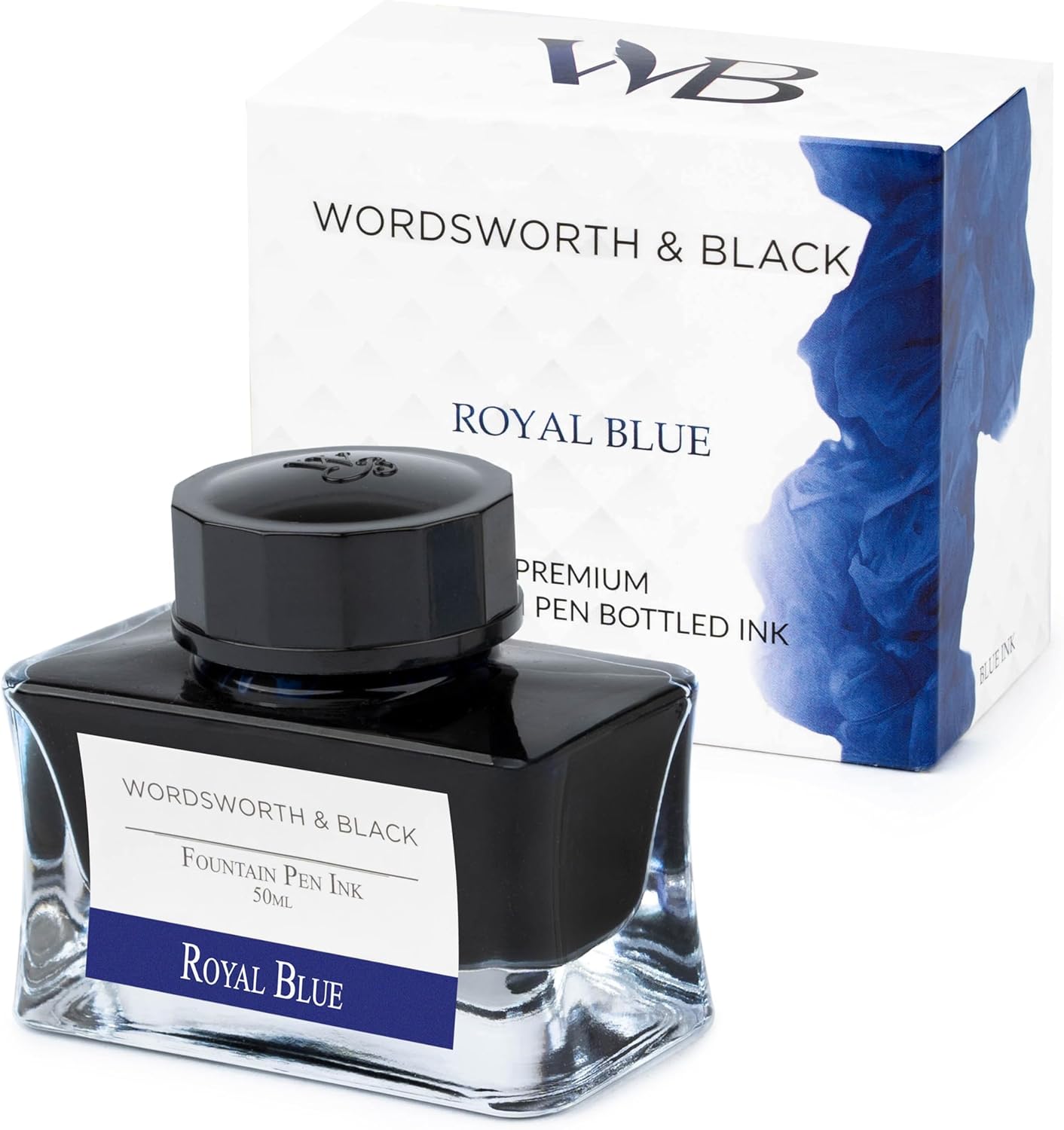 Wordsworth and Black Fountain Pen Ink Bottle (50 ml) Premium Luxury Edition, [Royal Blue] Fountain Pens Bottled Ink; Classic Designed Bottle Smooth Flow 50 ml