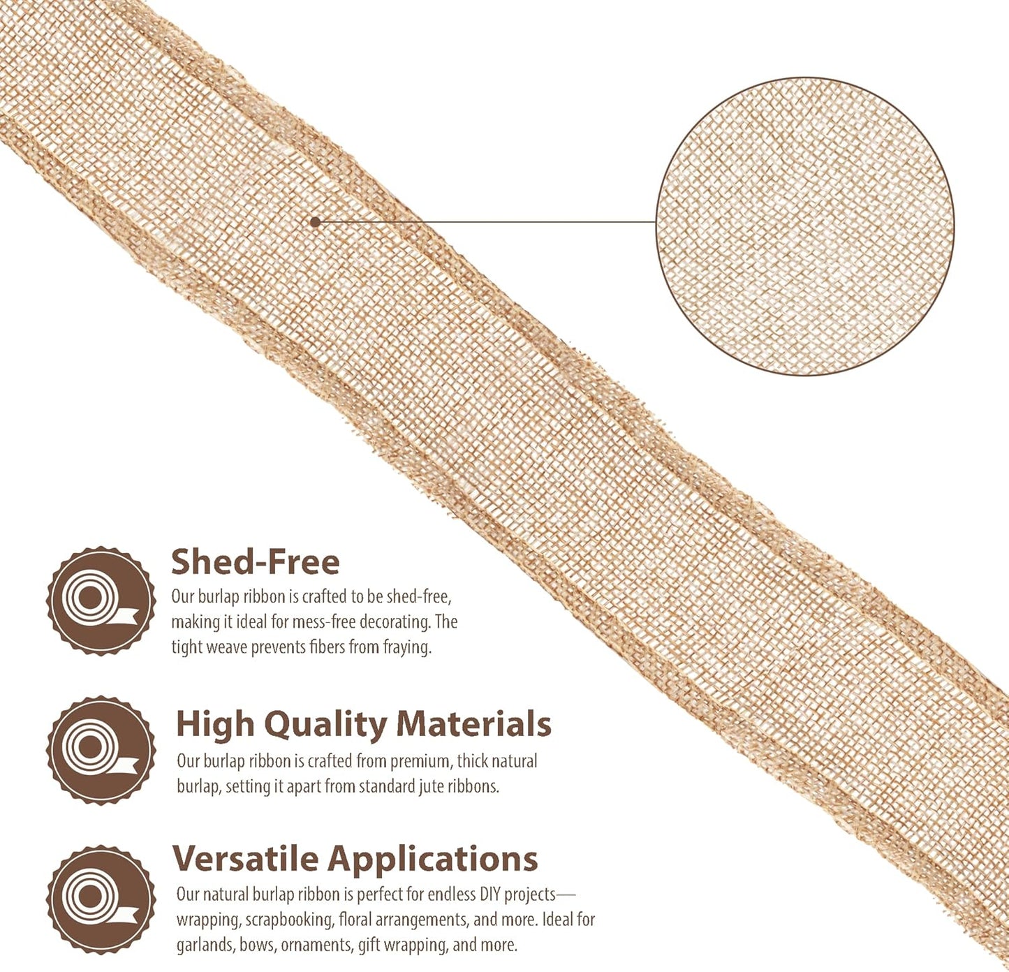 Mandala Crafts Natural Burlap Ribbon 1.5 Inches Wide Jute Ribbons for Crafts - 20 Yds Roll Rustic Burlap Wrap Trim Ribbons for Wreaths Bows Wedding Party Decoration