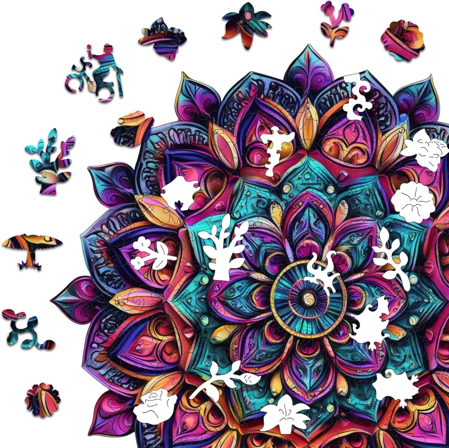 Wooden Jigsaw Puzzles, Mandela Wooden Puzzles for Adults, 500 Pcs King Size 16.8'' x 16.9'', Luxurious Shaped Wood Puzzle, Beautiful Package, Best Gift for Adults and Kids, Family Game