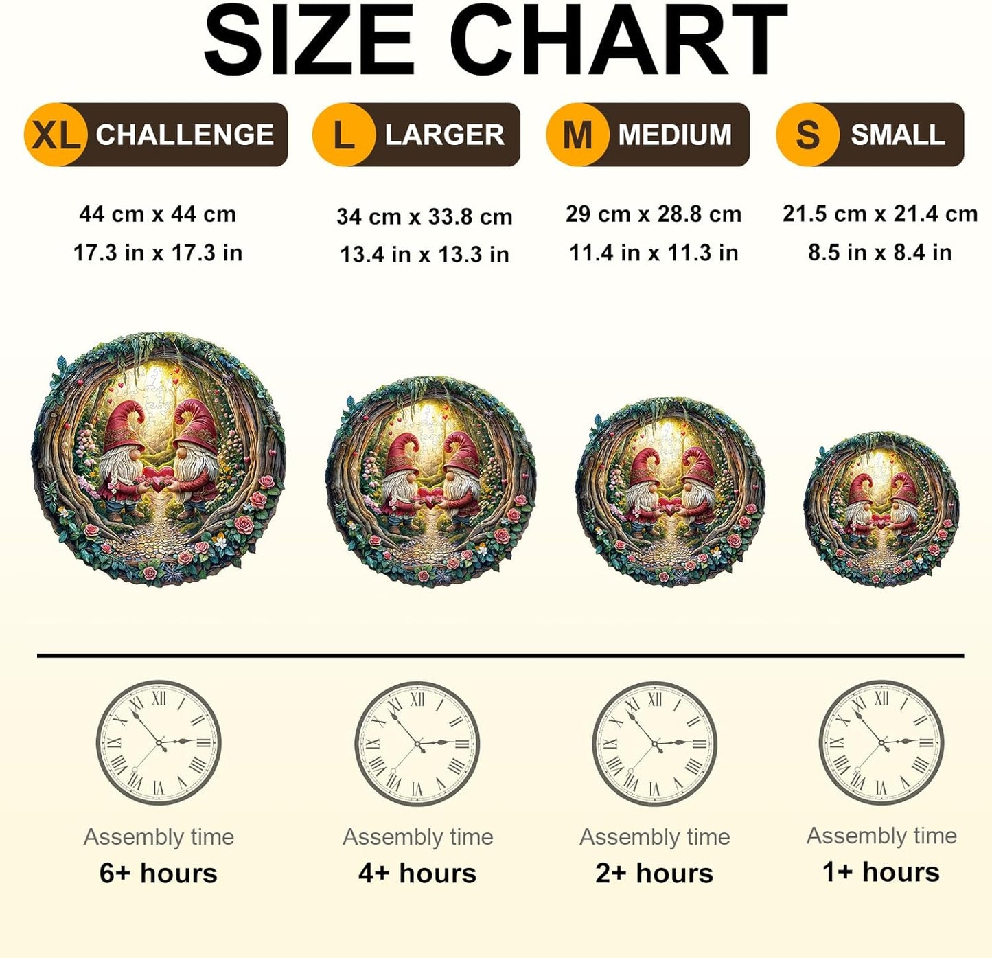 KAAYEE Wooden Puzzles for Adults, Gnome Couple Wooden Jigsaw Puzzle, 455 PCS Unique Shape Wood Puzzles Adult, 3D Visual Effect Flat Puzzle Birthday Family Games (XL-17.3 * 17.3in)