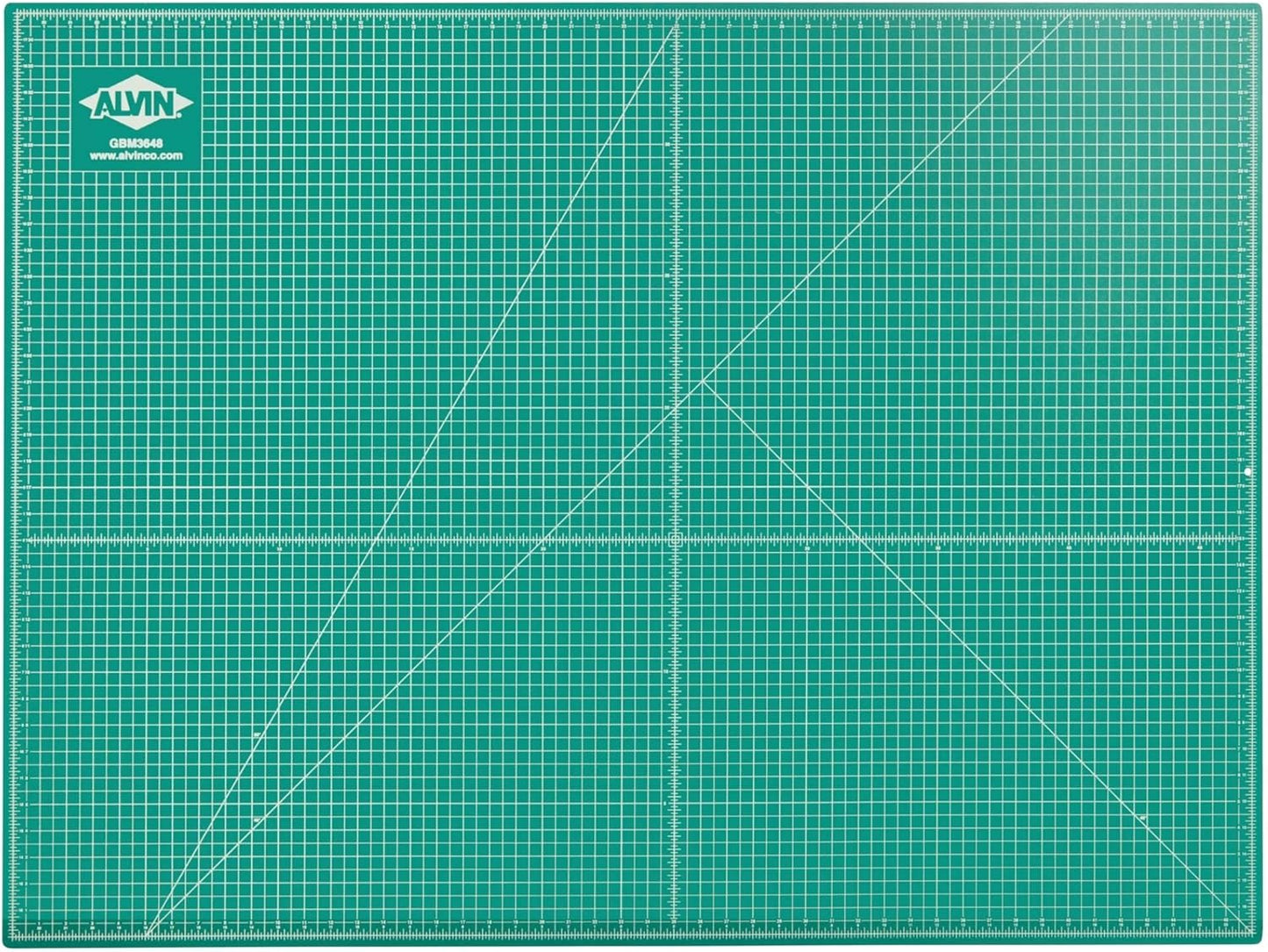 ALVIN GBM Self-Healing Cutting Mat 36 x 48 inch | Double-Sided Green/Black | 5-Layer Gridded Surface for Arts, Crafts and Sewing - Model GBM3648