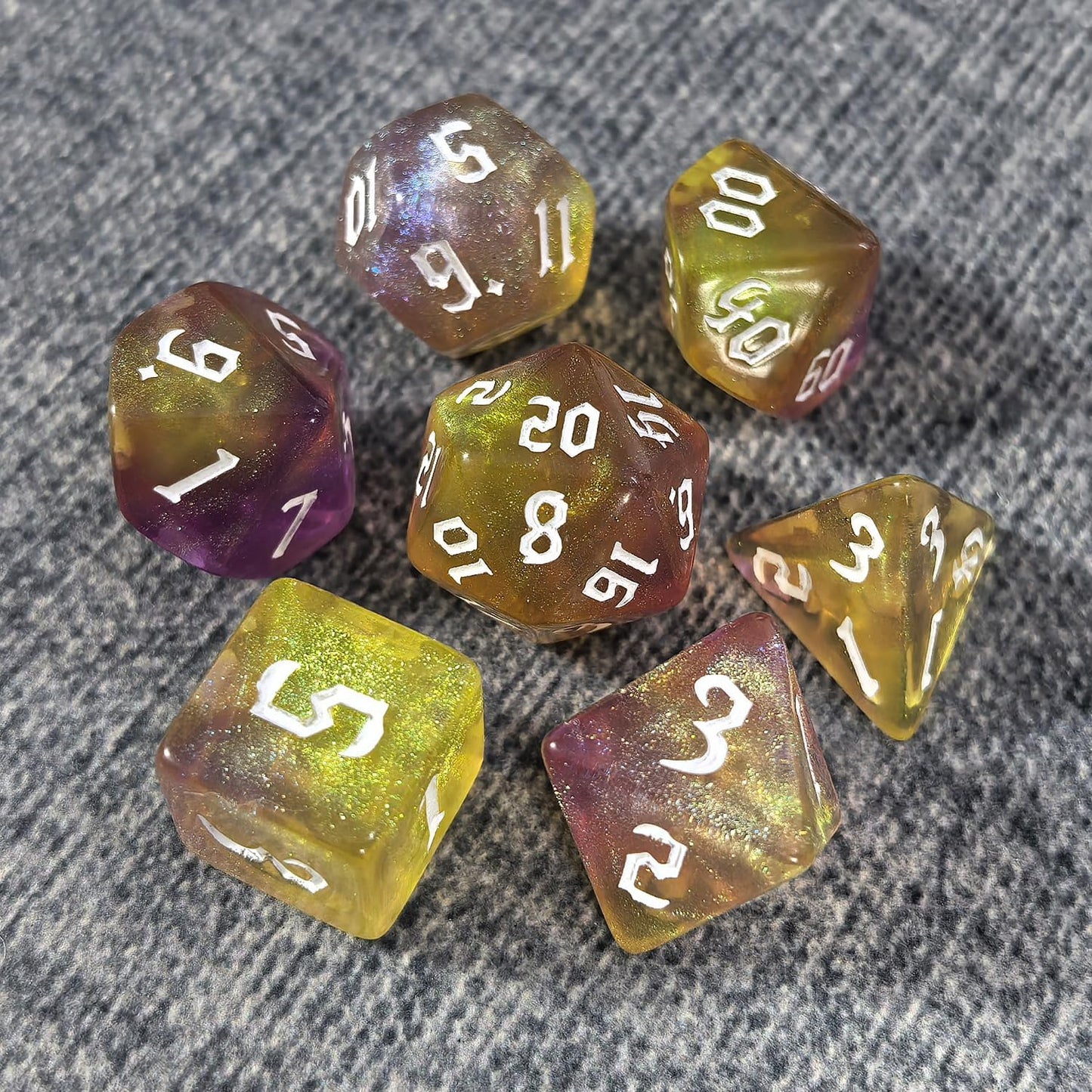DND RPG Dice Set, Nebula Polyhedral Dice for Dungeons and Dragons, Mystery 7-Piece Set (Pale Yellow)