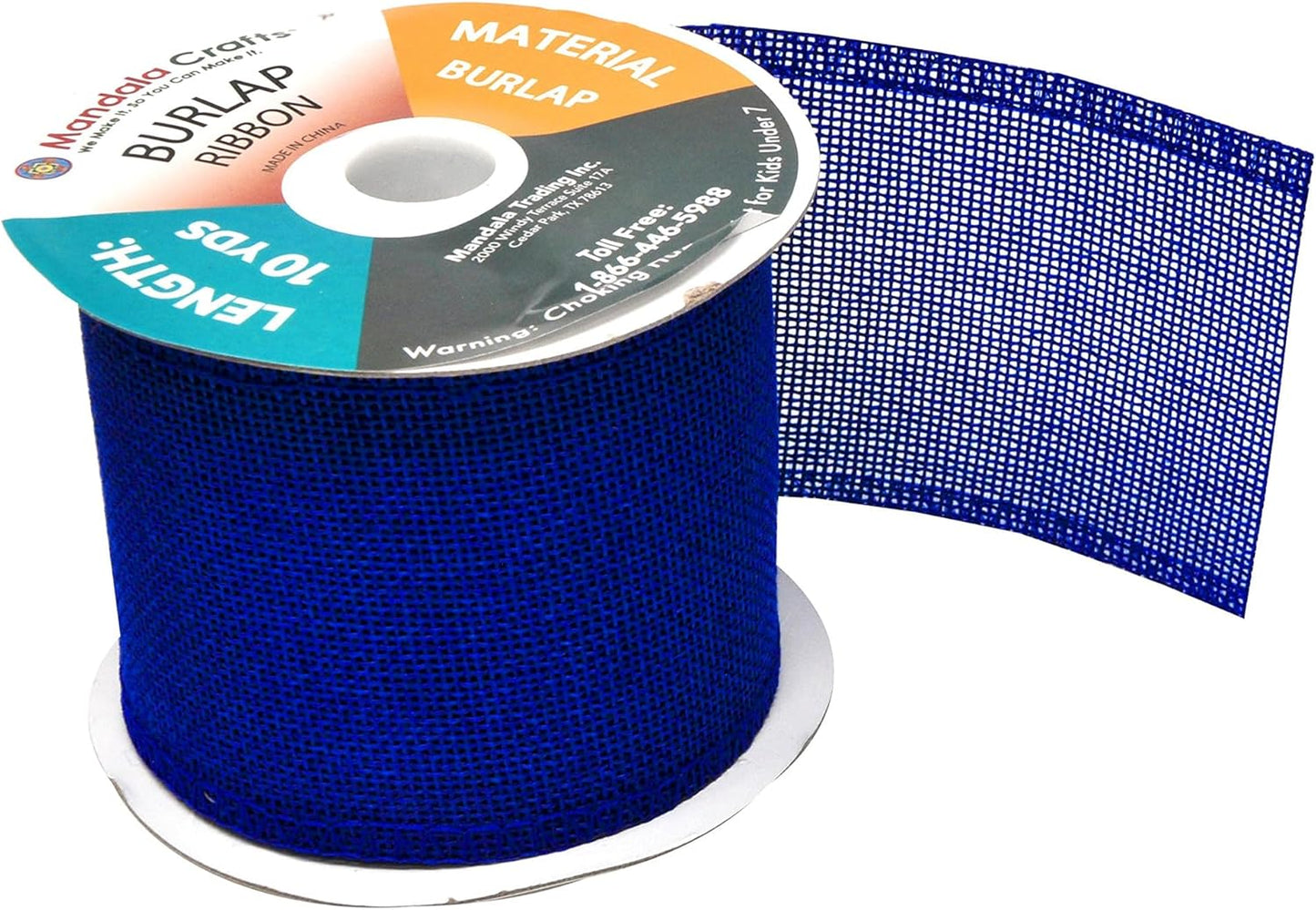 Mandala Crafts Royal Blue Burlap Ribbon 3 Inches Wide Jute Ribbons for Crafts - 20 Yds Roll Rustic Burlap Wrap Trim Ribbons for Wreaths Bows Wedding Party Decoration