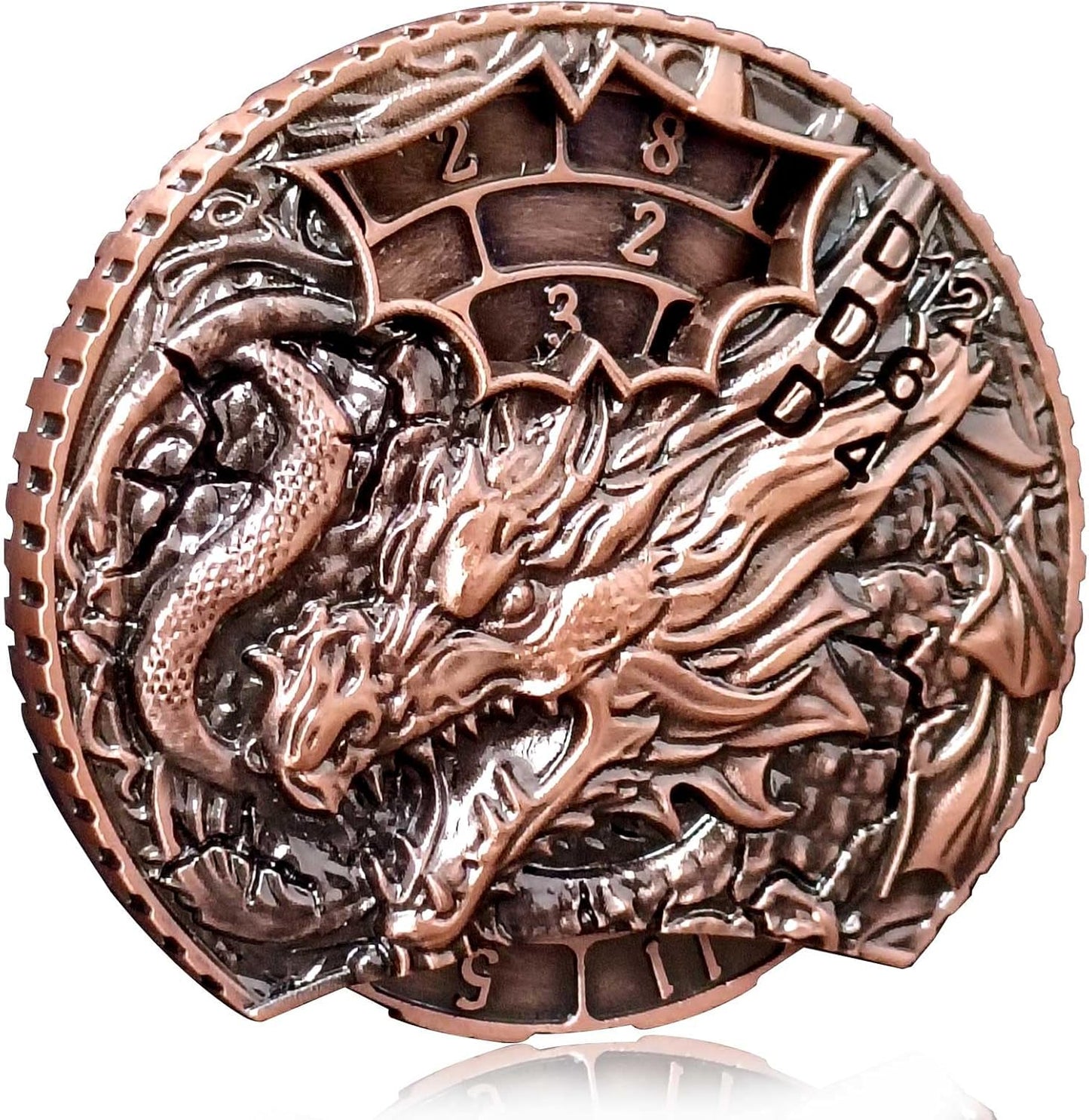 DND Dice Set Roulette: Fidget D4 D6 D8 D10 D10% D12 D20 All in One Metal D&D Spinner Dice - Cool Role Playing Dice Gifts for Dungeons and Dragons TRPG MTG Games Lover Players (Ancient Red)