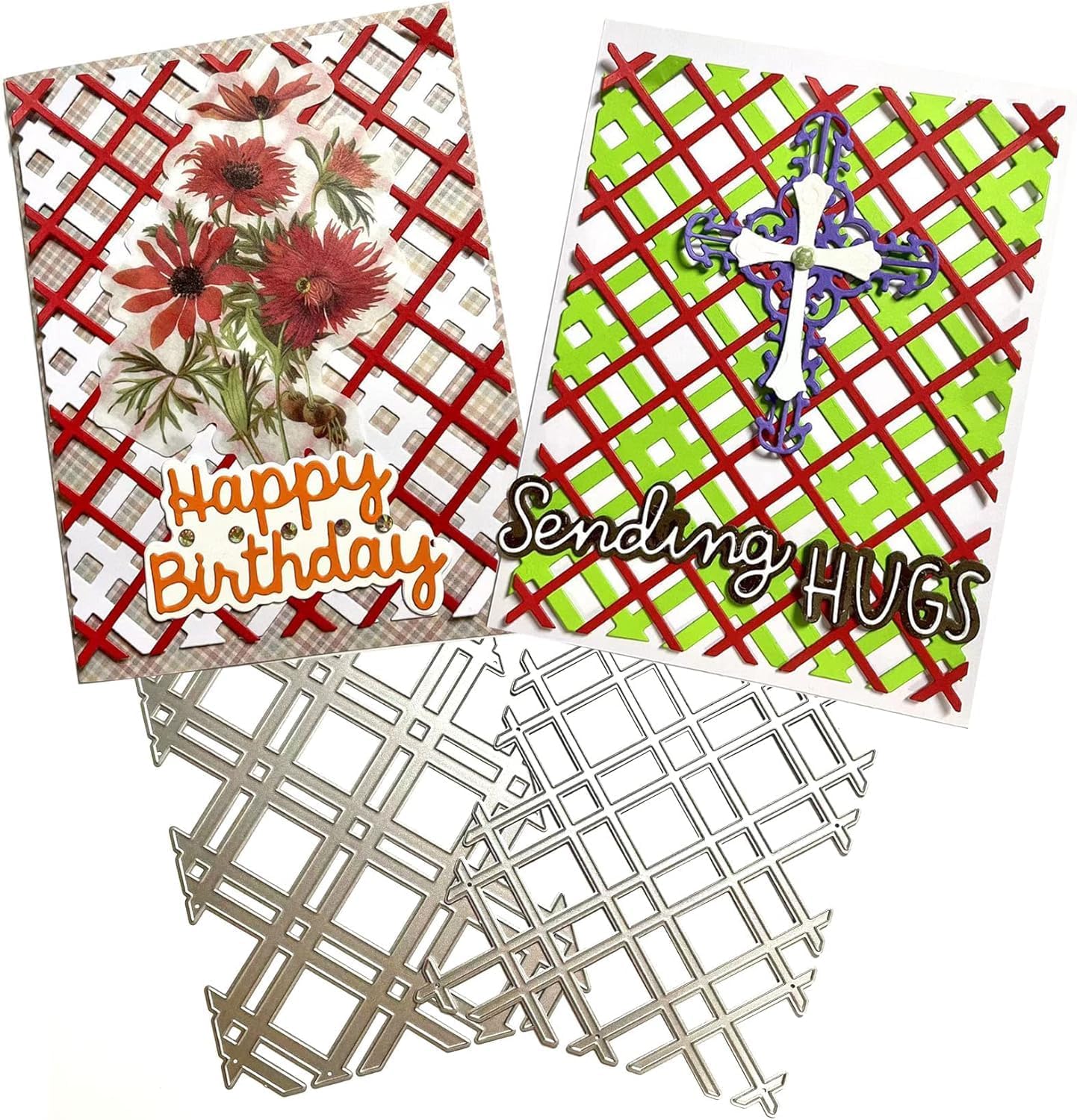 Cutting Dies Metal Stencils Scrapbooking Tools Flowers Lace Frame DIY Embossing Template for Paper Card Making Album Arts Crafts Supplies (Stripes Layer-14.3x11.1cm)