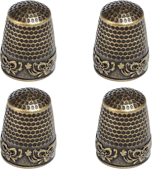 J.CARP 4Pcs Sewing Thimble, Copper Color Sewing Thimble Finger Protector, Finger Shield Fingertip Thimble Sewing Quilting Craft, Accessories DIY Sewing Tools