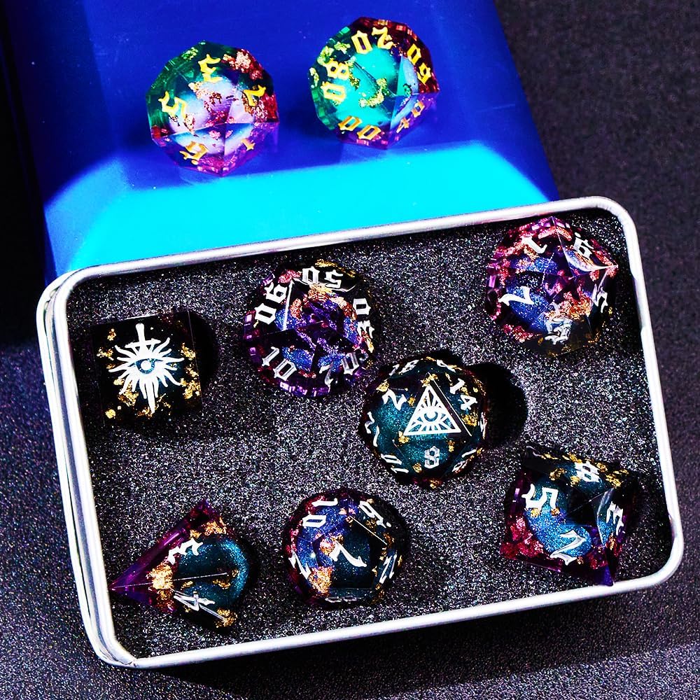 Black Eye of Mystery Liquid Core DND Dice Set – Unique Resin Dice Set for Dungeons & Dragons – Third Eye Dice Set for D&D Gifts