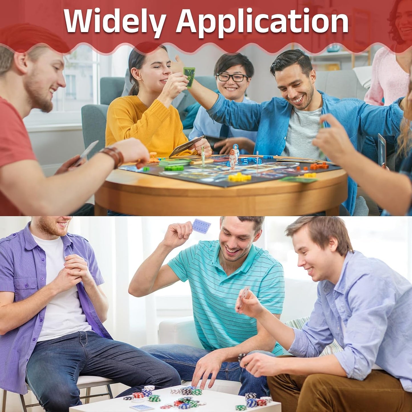 uxcell 48Pcs Magic Dice Counters, Acrylic D6 Life Token Dice Set with Pouch for Standard Cards Gaming Accessories, White, Black, Green & Purple, Blue & Purple