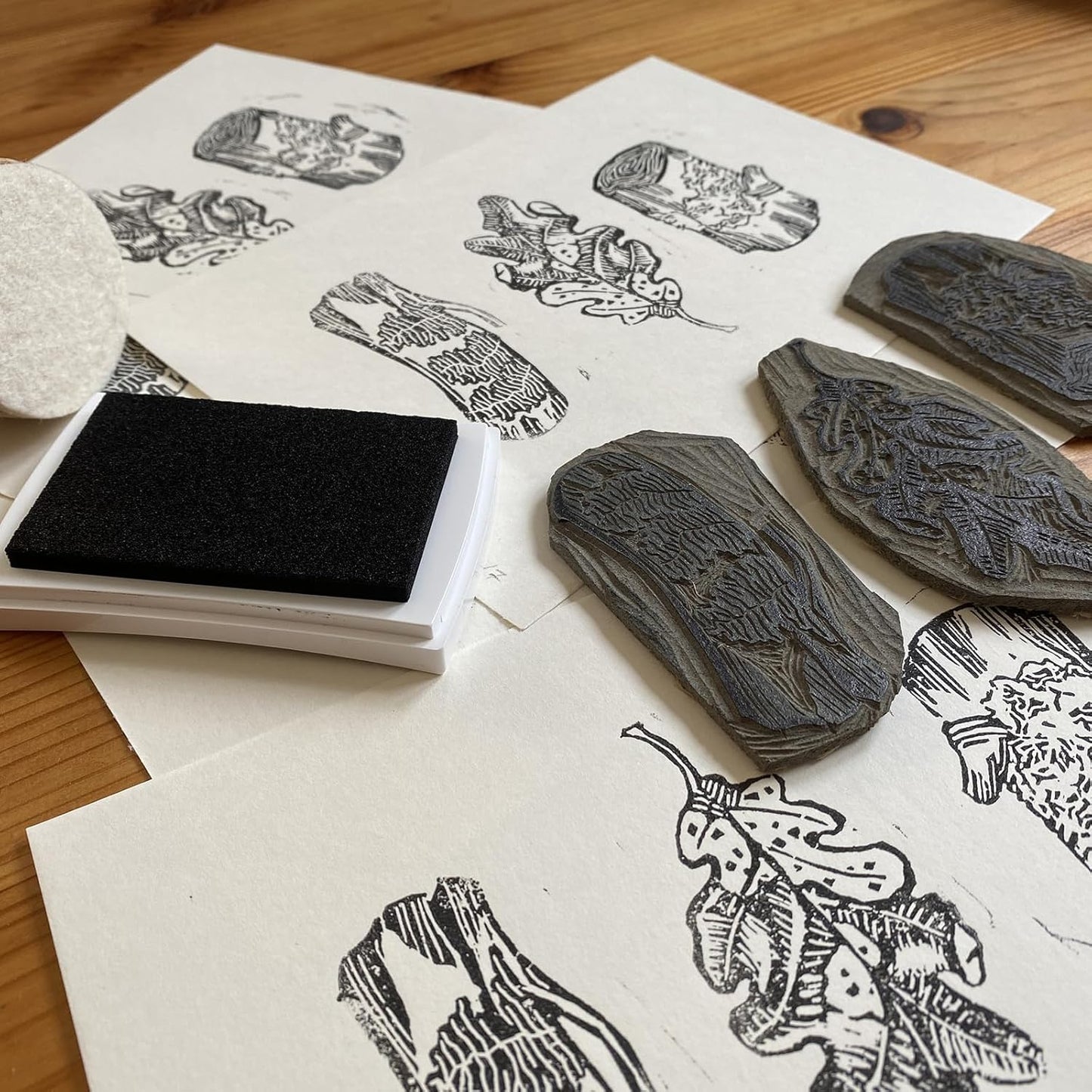 PATIKIL 4Pcs 2" Rubber Carving Blocks, Soft Linoleum Art Carving Block Round Crafts Stamp Making for Printmaking Stamps Carving Supplies, Green