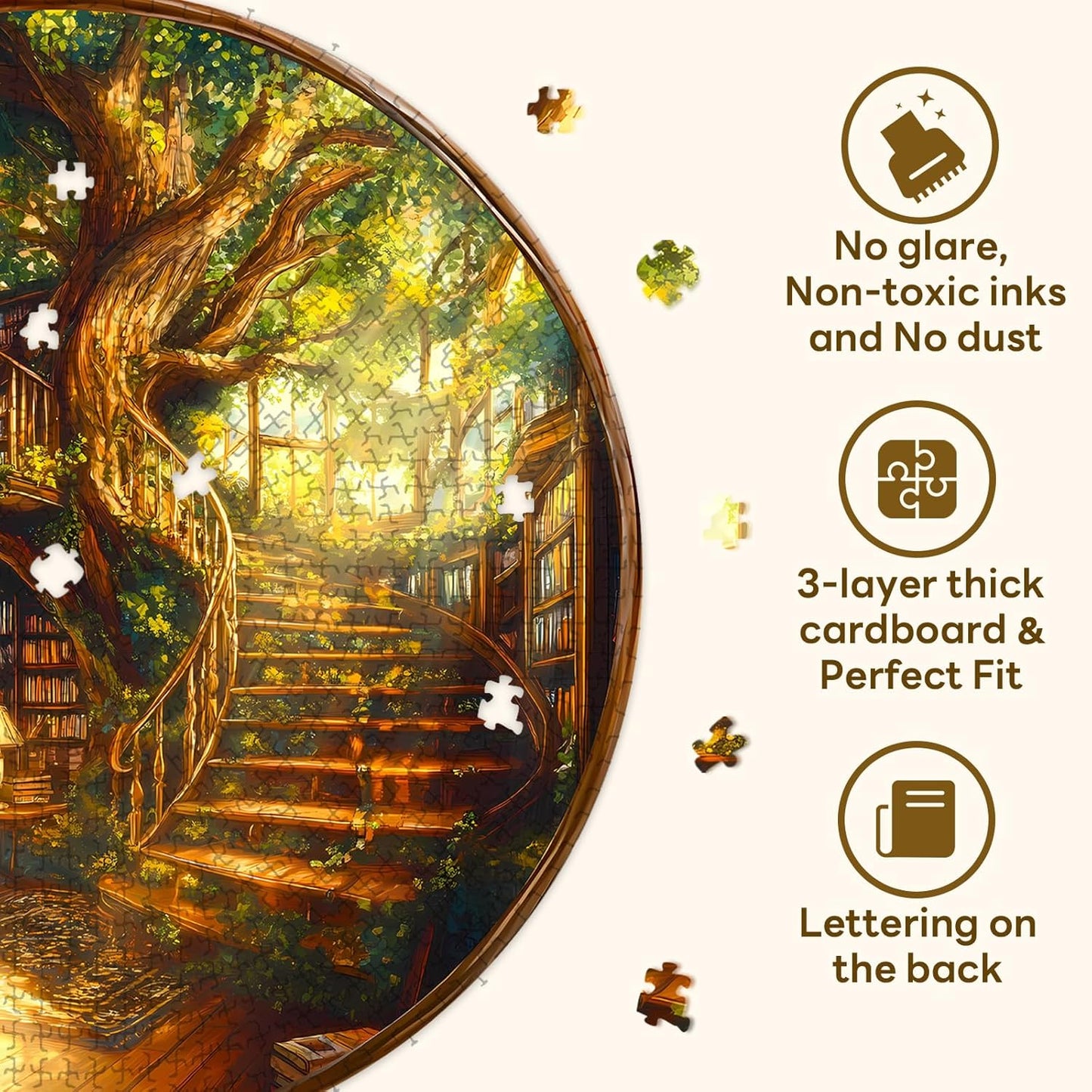 Round Puzzles for Adults 1000 Pieces, Hard Difficult Challenging Puzzles for Adults, Charming Bookstore Jigsaw Puzzles 1000 Pieces for Seniors, 3D Visual Flat Puzzle (26.6 x 26.6in)