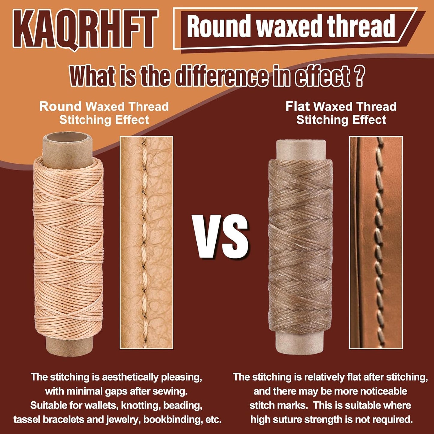 0.55 mm Round Waxed Thread, 14 Colors 76 Yards Spool Wax Coated String, Leather Sewing Waxed Thread for Sewing, Stitching, Beading, Bookbinding, Braiding, Bracelet