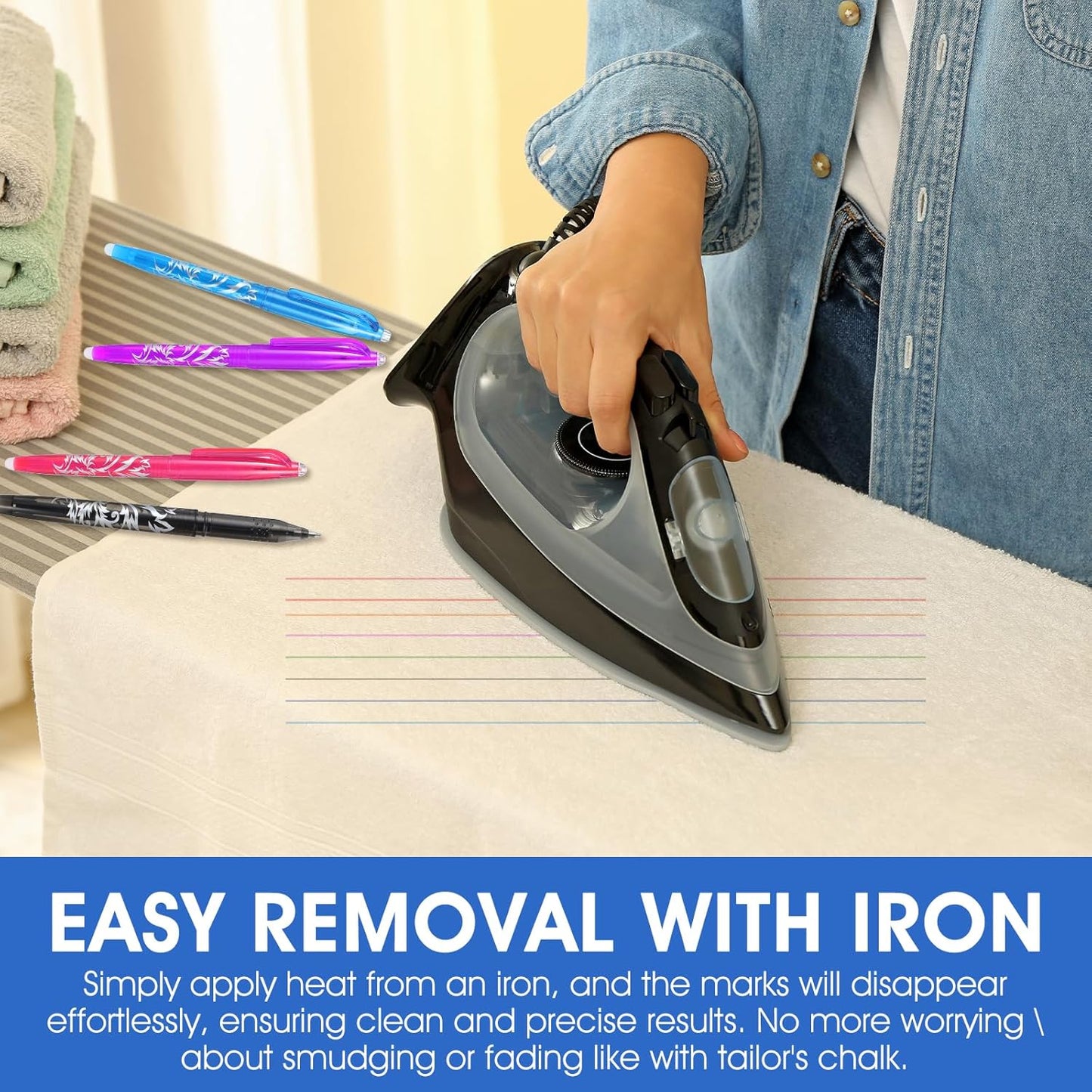 8pcs Heat Erasable Pens for Fabric, Fabric Marking Pens Fabrics Markers No Ghost Lines, Disappearing Ink for Precise Marking for Quilting Sewing Embroidery DIY Dressmaking Fabrics Tailors Chalk