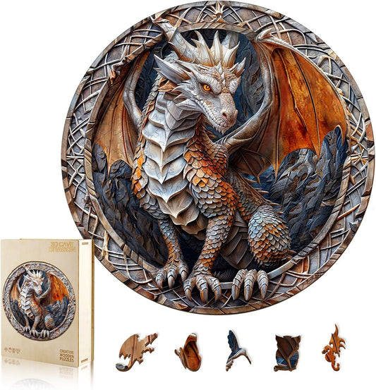 Wooden Puzzles for Adults, Cave Dragon Puzzles, Wooden Flat Puzzles with 3D Visual Effect, Birthday Gifts for Women Men (XL-17.3 * 17.3in 505pcs)