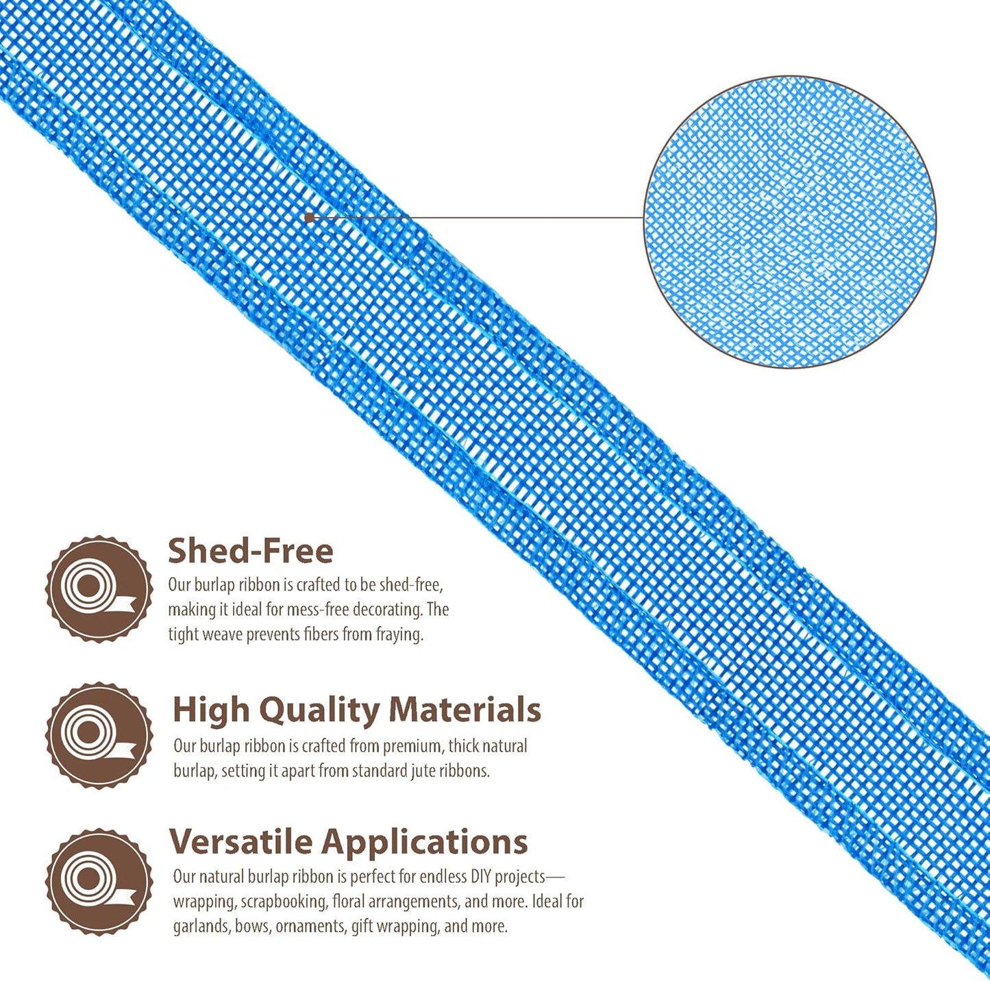 Mandala Crafts Sky Blue Burlap Ribbon 1 Inch Wide Jute Ribbons for Crafts - 20 Yds Roll Rustic Burlap Wrap Trim Ribbons for Wreaths Bows Wedding Party Decoration