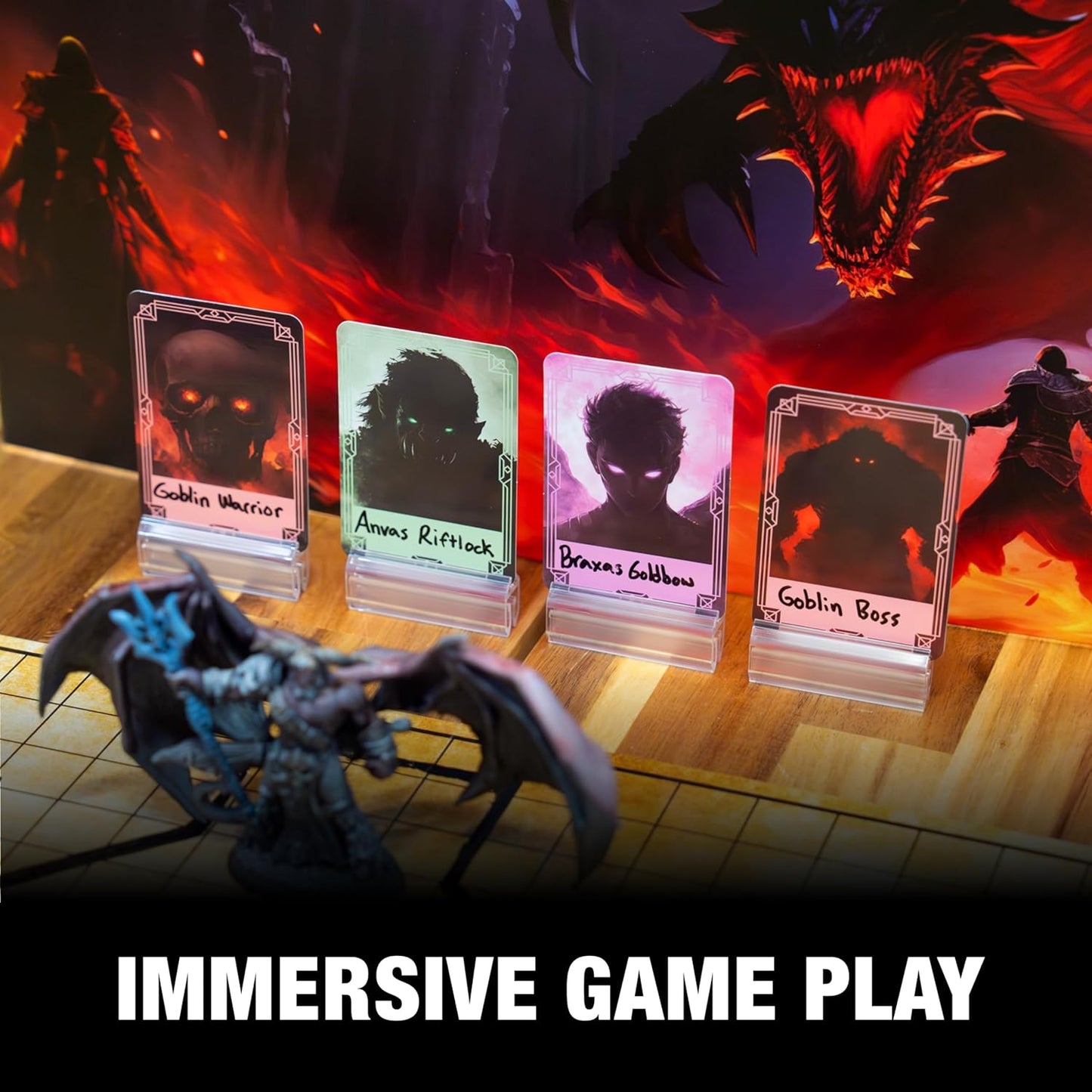 TIDYBOSS DND Combat Tracker & Initiative Set of 50pcs Erasable Acrylic Top on Screen with Character, Monster Insert Cards DM Tools, Accessories for Dungeons and Dragons, TTRPGs