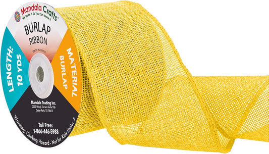 Mandala Crafts Yellow Burlap Ribbon 3 Inches Wide Jute Ribbons for Crafts - 20 Yds Roll Rustic Burlap Wrap Trim Ribbons for Wreaths Bows Wedding Party Decoration