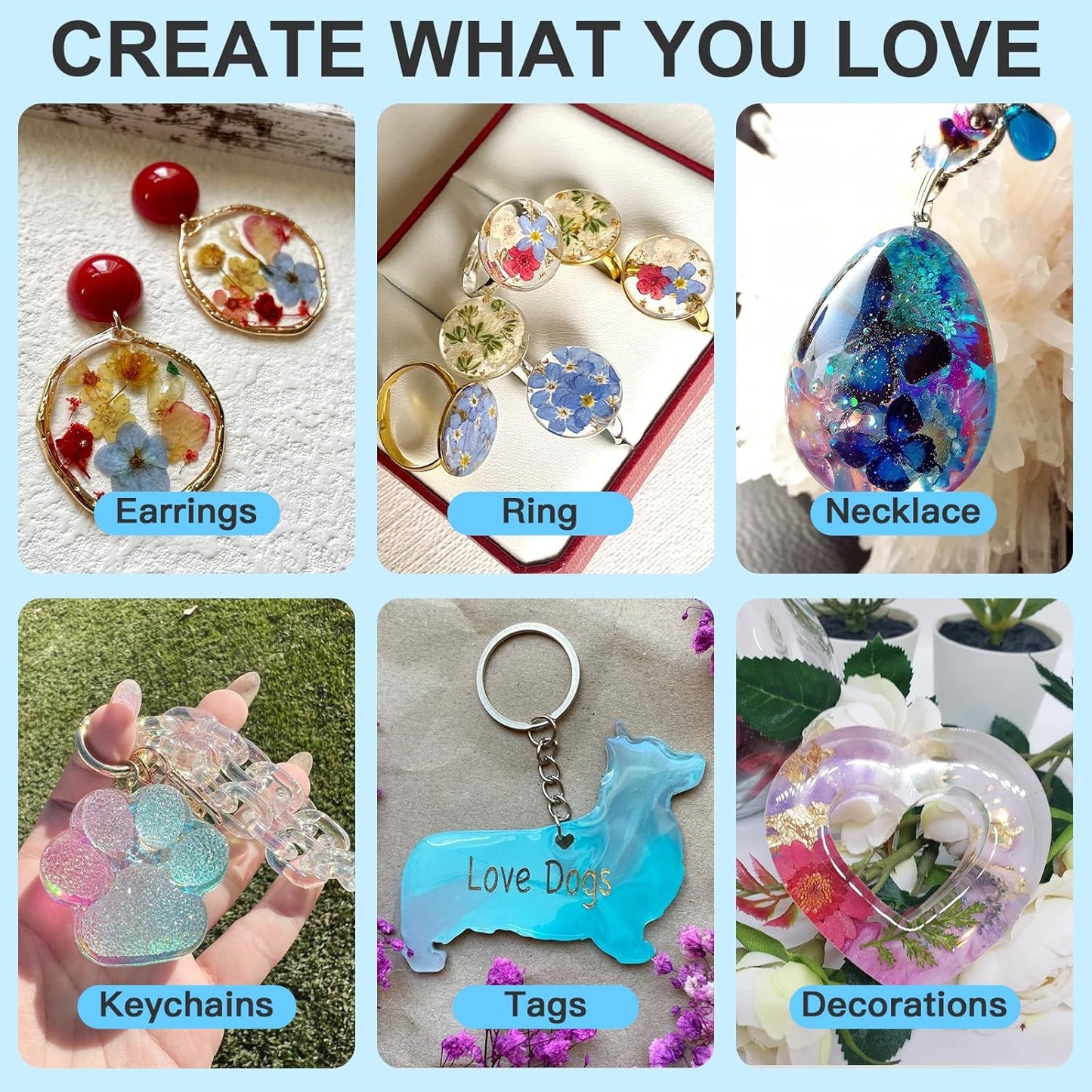 JDiction UV Resin, 500g Upgrade Ultraviolet Epoxy Resin Crystal Clear Hard Glue Solar Cure Sunlight Activated Resin Kit for Handmade Jewelry, DIY Craft Decoration, Casting and Coating