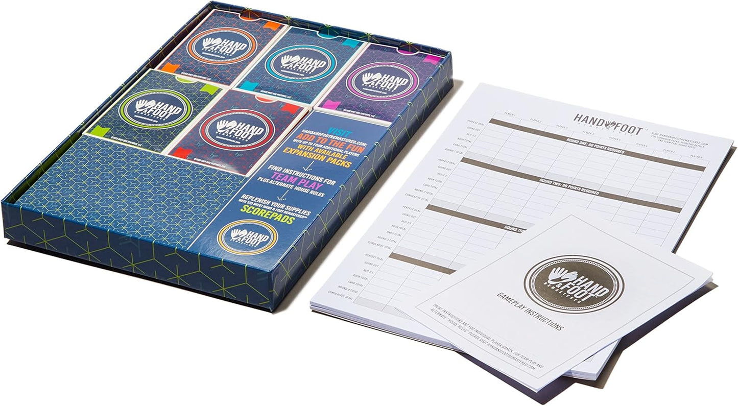 Hand & Foot Remastered 4 Player Edition + Bonus 120-Page Scorepad – Card Game for Adults & Families