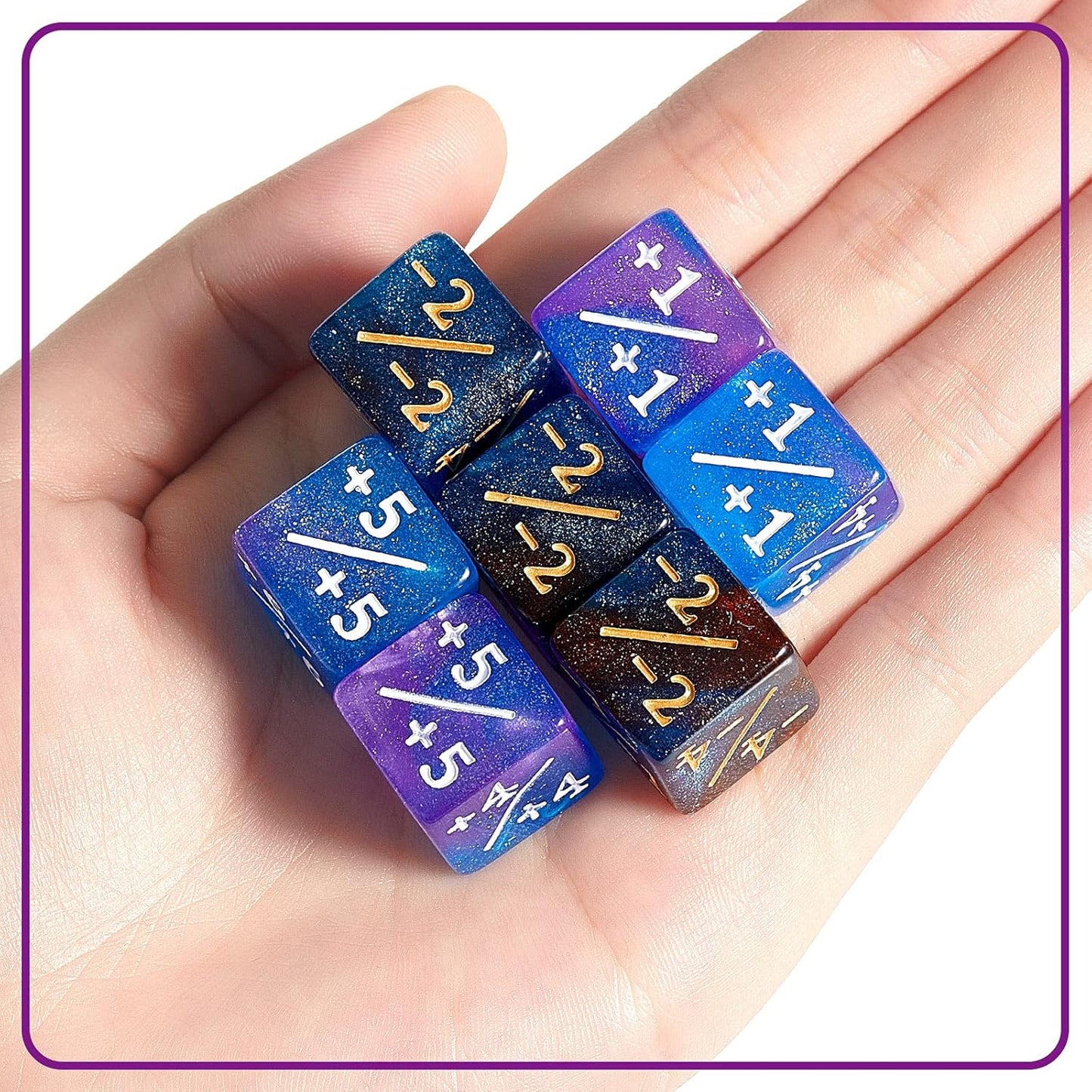 Sumind 24 Pcs Magic Life Counter Dice -1/+1 Counters Commander Buff Tokens 6 Sided Dice Loyalty Life Gifts Compatible with MTG CCG TCG Cards Gaming Accessory (Artsy Style)