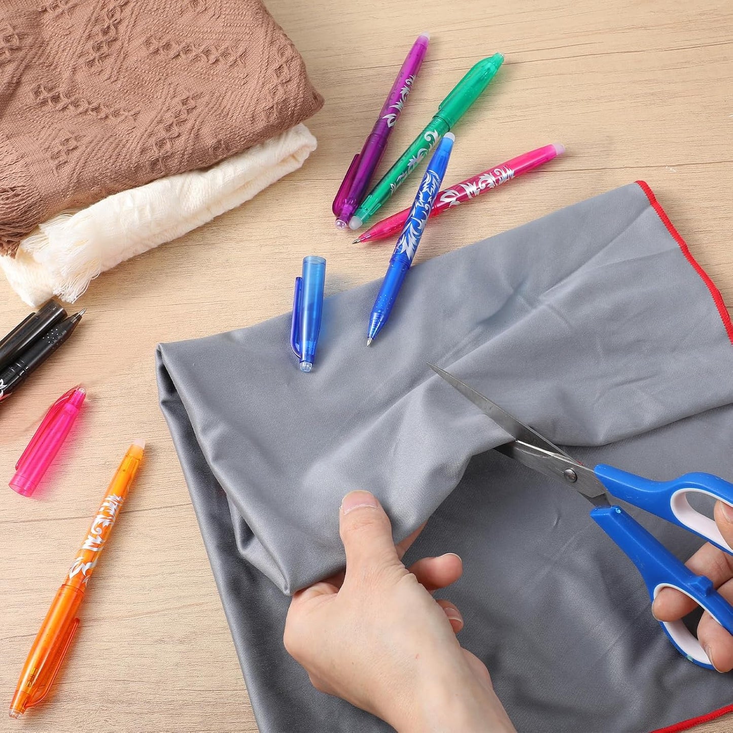 12pcs Heat Erasable Pens for Fabric, Fabric Marking Pens Fabrics Markers No Ghost Lines, Disappearing Ink for Precise Marking for Quilting Sewing Embroidery DIY Dressmaking Fabrics Tailors Chalk (10)