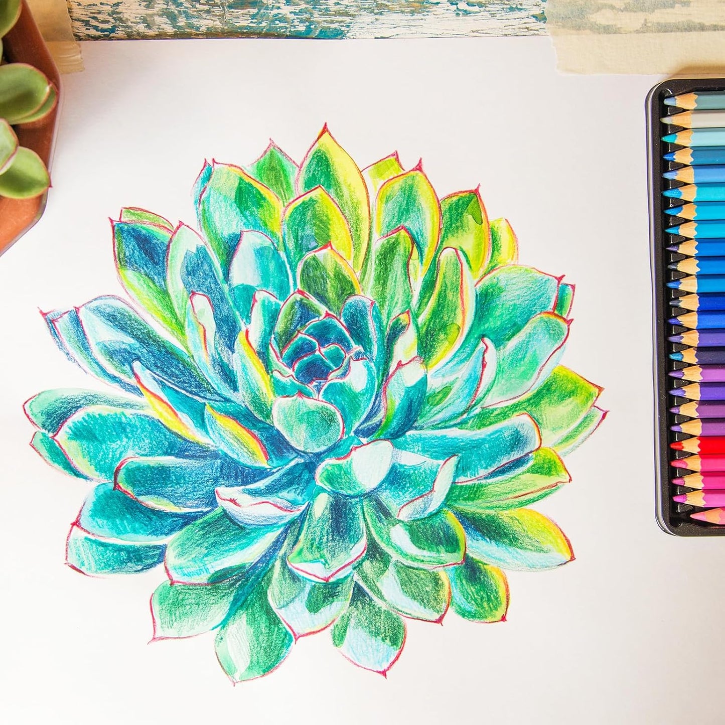 PATIKIL Watercolor Pencil, 6Pcs Water Soluble Pencils for Blending, Coloring, Sketch Drawing, Painting, Bright Blue