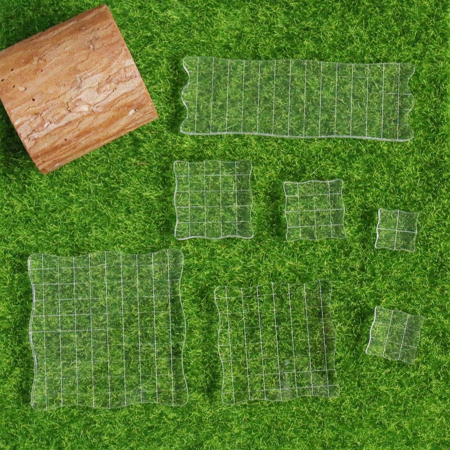 4Pcs Clear Acrylic Stamp Blocks Set, Acrylic Stamping Blocks Tools Clear Stamps with Grid Lines for Photography Props Scrapbooking Crafts Card Making