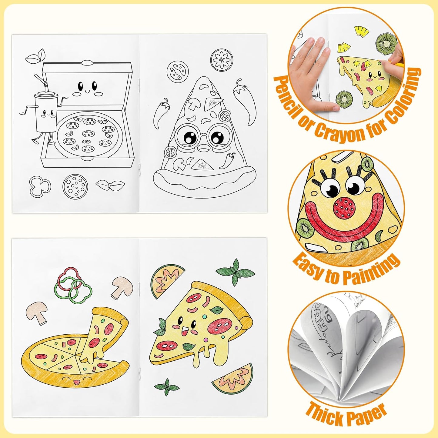 JAPBOR Pizza Coloring Book - 24PCS Mini Pizzas Themed Color Books Bulk for Kids Party Favors, Delicious Pizza Small Painting Pages for Birthday Gifts Class Drawing Colouring Game Goodie Bags Fillers
