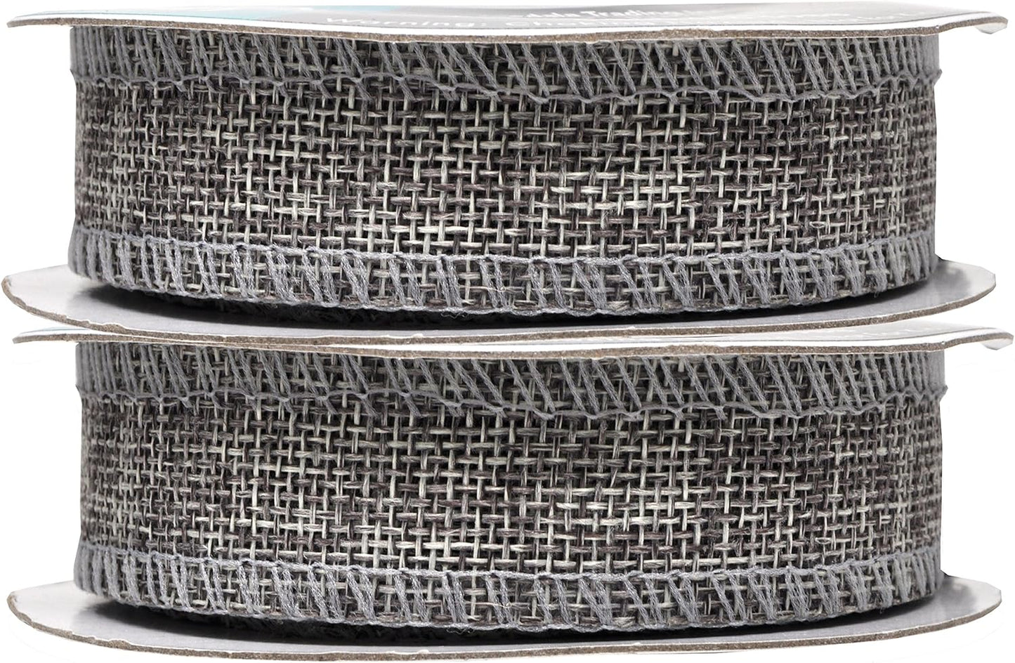 Mandala Crafts Gray Burlap Ribbon 1 Inch Wide Jute Ribbons for Crafts - 20 Yds Roll Rustic Burlap Wrap Trim Ribbons for Wreaths Bows Wedding Party Decoration