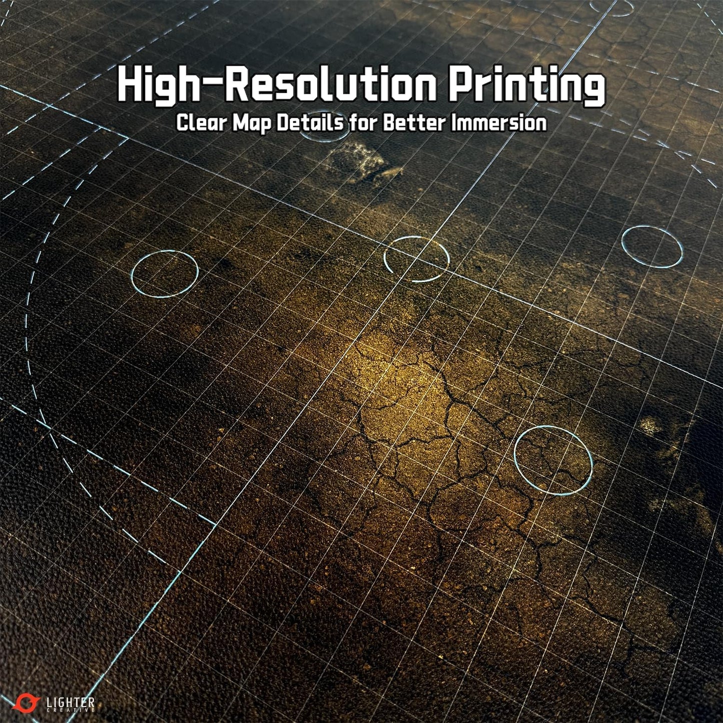 44'' x 60'' Battle Mat Gridded War-Gaming Mat for WH40K - Made of Synthetic Leather, 1.1mm Thickness (Doomsday Barrens)