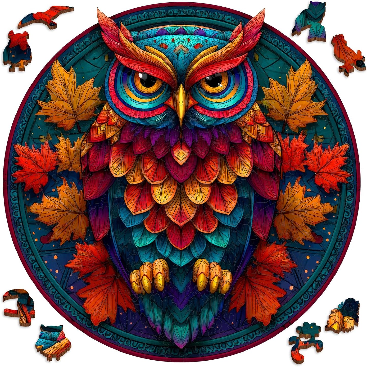 Wooden Puzzles for Adults, Colorful Owl Puzzles 500 Pieces, Unique Shaped Jigsaw Puzzles for Adults and Kids, Birthday Gifts Fun Challenge Family Game 16.5'' x 16.5''