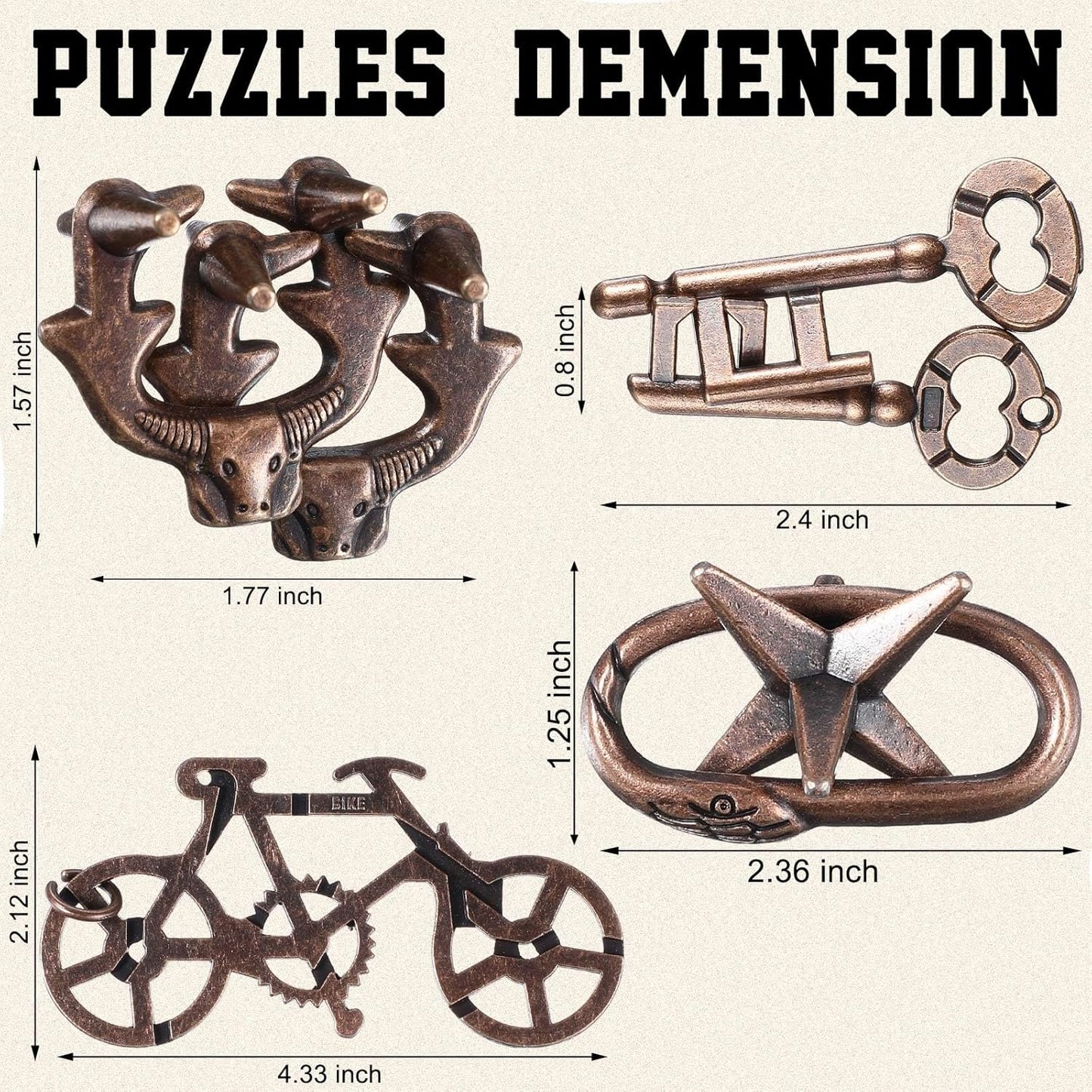 Wettarn 9 Pcs Metal Brain Teaser Puzzles Teaser 3D Steel Puzzle for Adults Unlock Interlocking Games IQ Education Smart Logic Test Toys for Adults Mind Challenge(Classic Style)