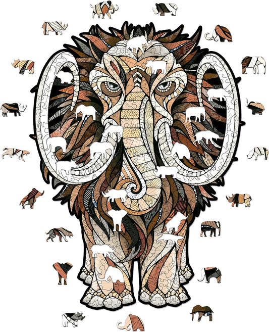 Mastodon S Wooden Puzzle for Adults - A 80-Piece Prehistoric Giant Ready to Adorn Your Living Space with Its Majestic Presence